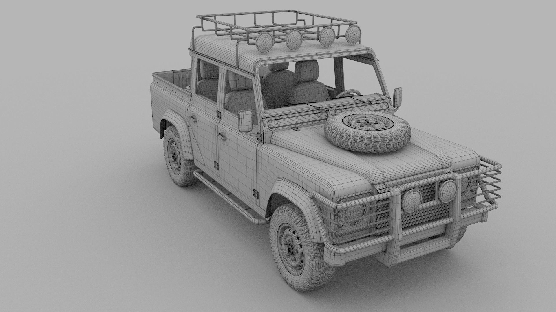 Land Rover Defender 110 Double Cab Pick Up w interior rev 3D model_30