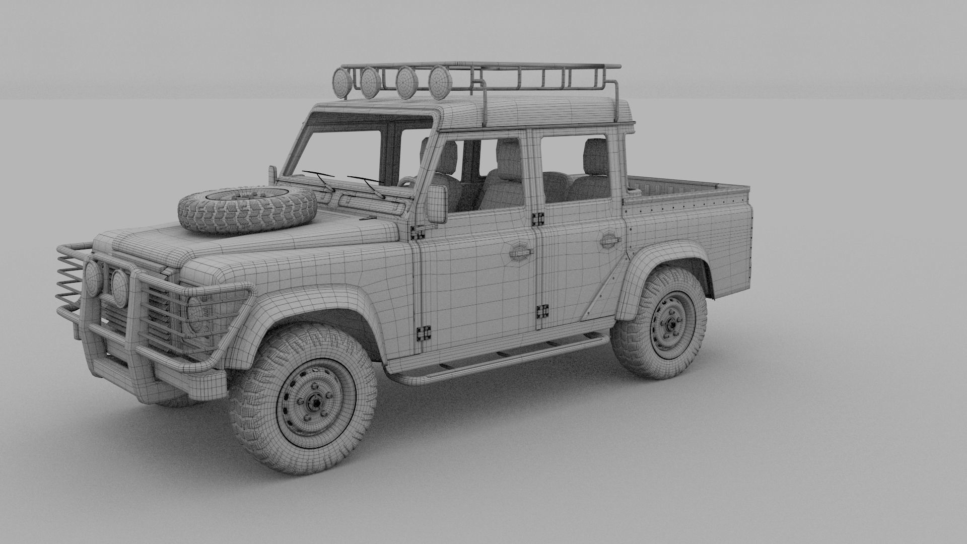 Land Rover Defender 110 Double Cab Pick Up w interior rev 3D model_16