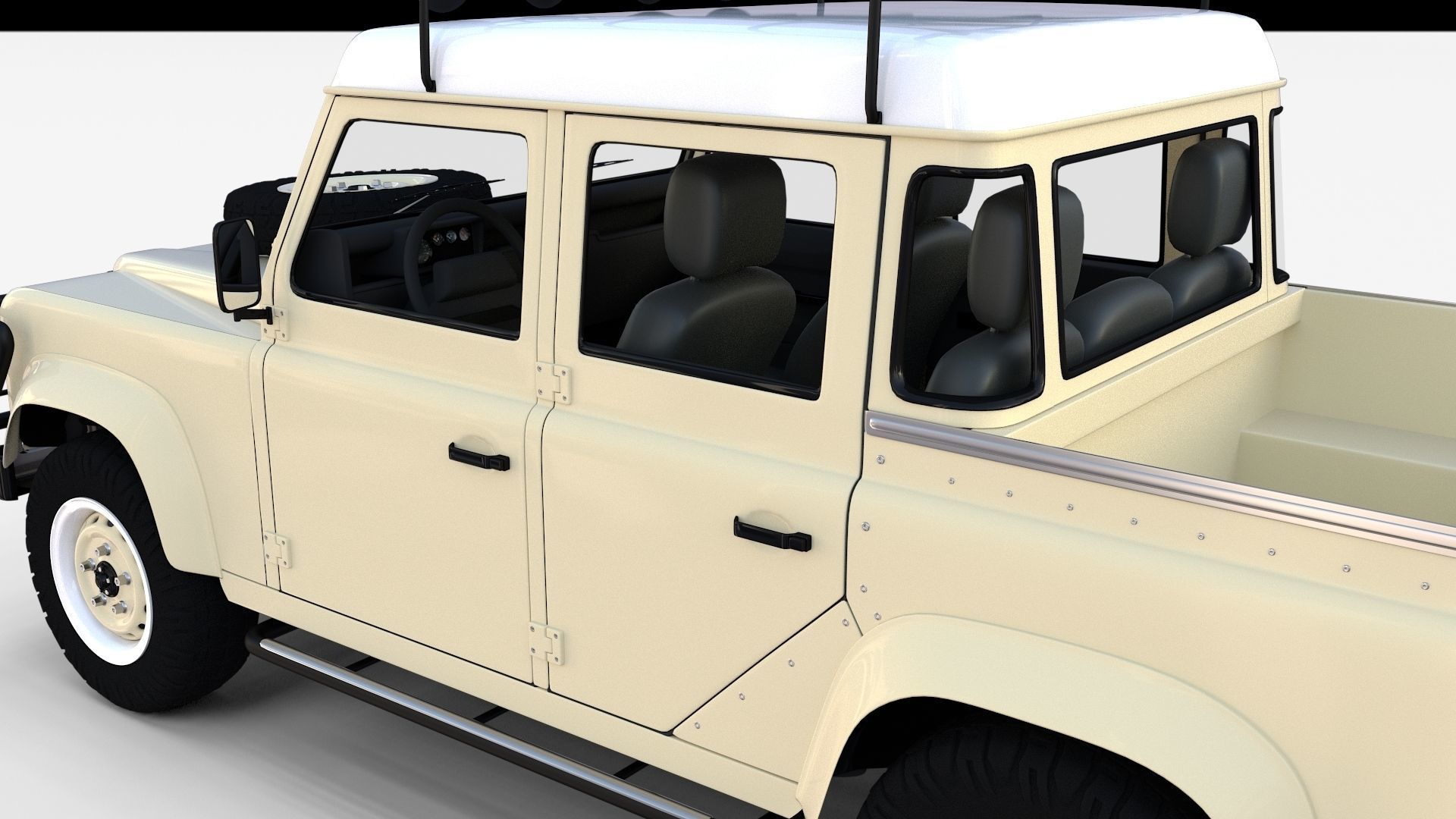 Land Rover Defender 110 Double Cab Pick Up w interior rev 3D model_23