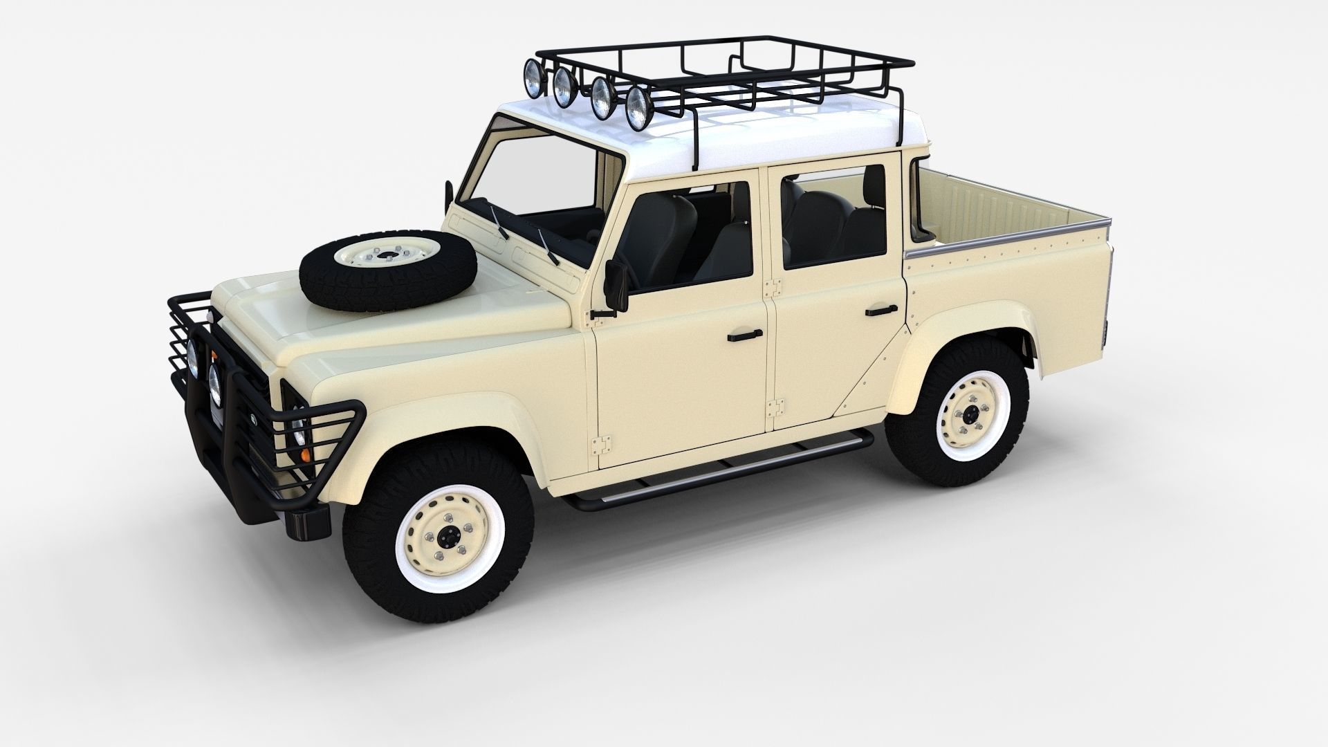 Land Rover Defender 110 Double Cab Pick Up w interior rev 3D model_22