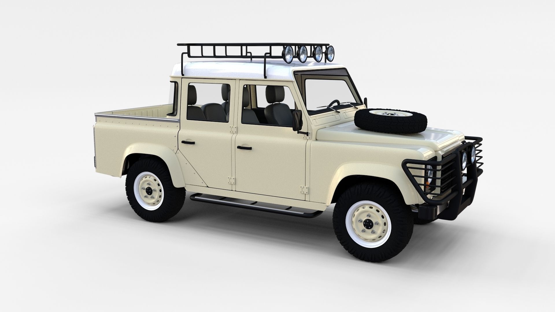 Land Rover Defender 110 Double Cab Pick Up w interior rev 3D model_3