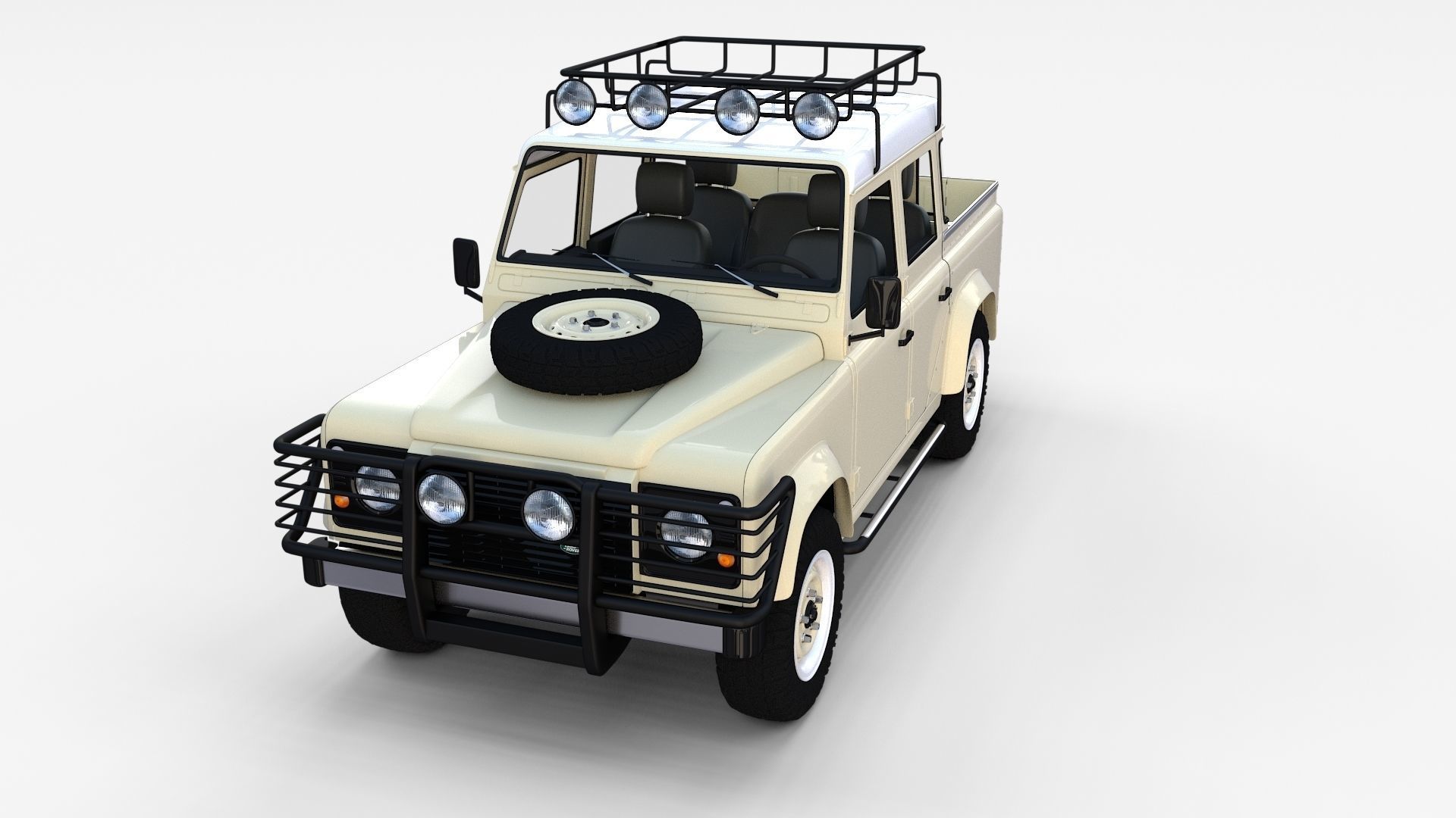 Land Rover Defender 110 Double Cab Pick Up w interior rev 3D model_26