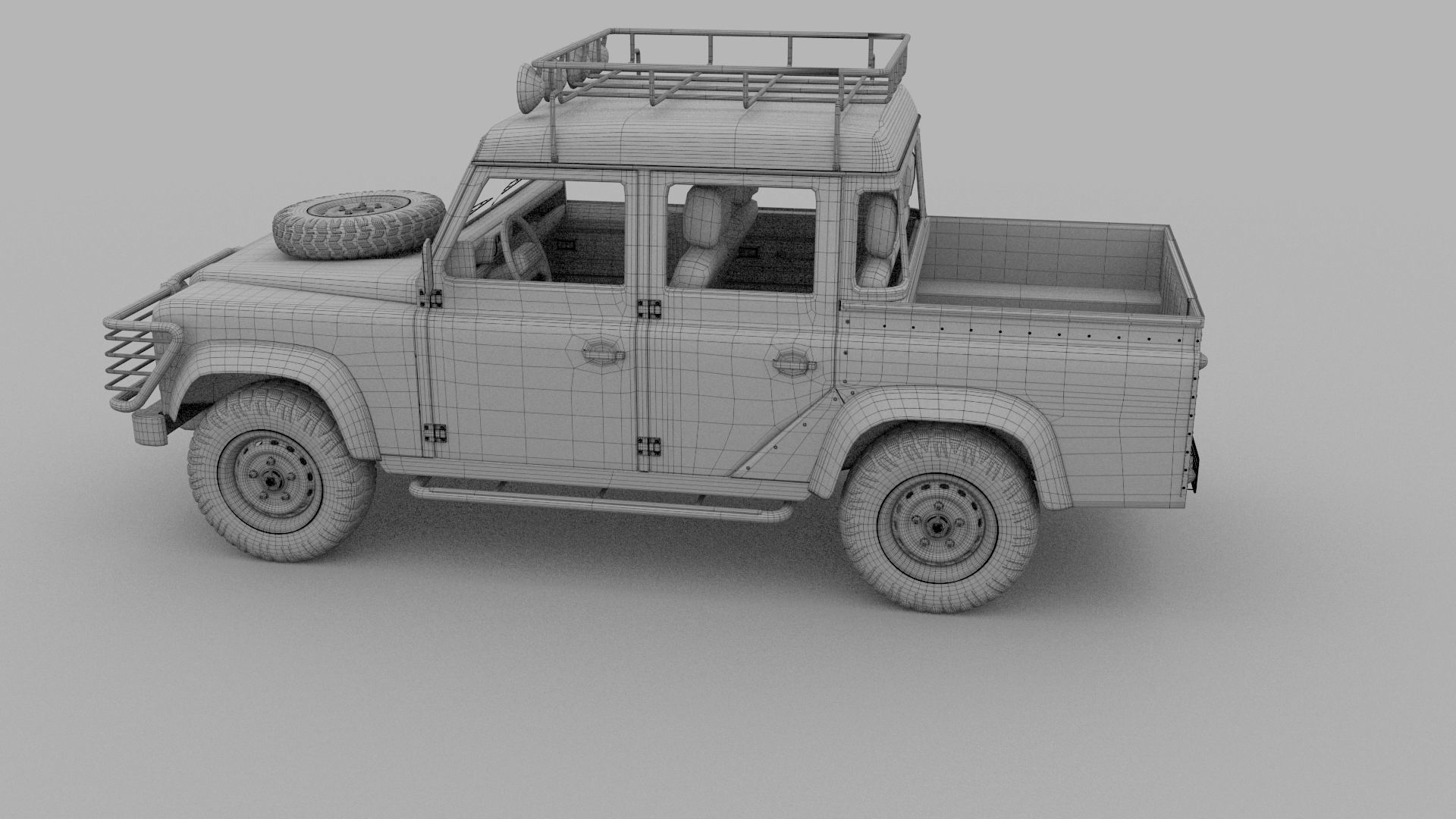Land Rover Defender 110 Double Cab Pick Up w interior rev 3D model_40