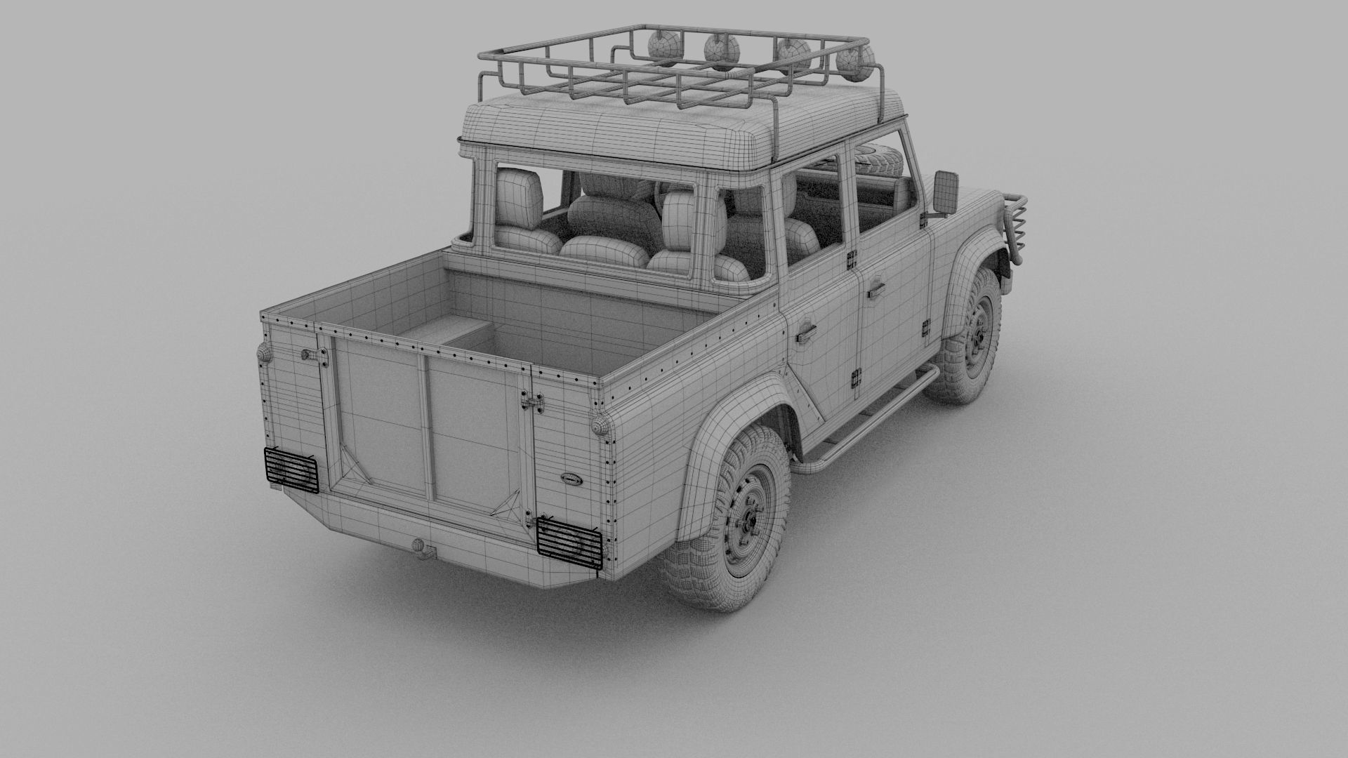 Land Rover Defender 110 Double Cab Pick Up w interior rev 3D model_38