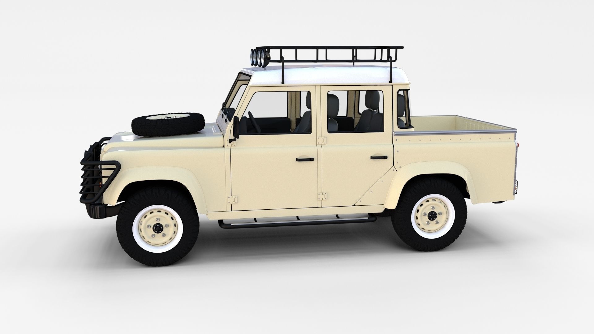 Land Rover Defender 110 Double Cab Pick Up w interior rev 3D model_1