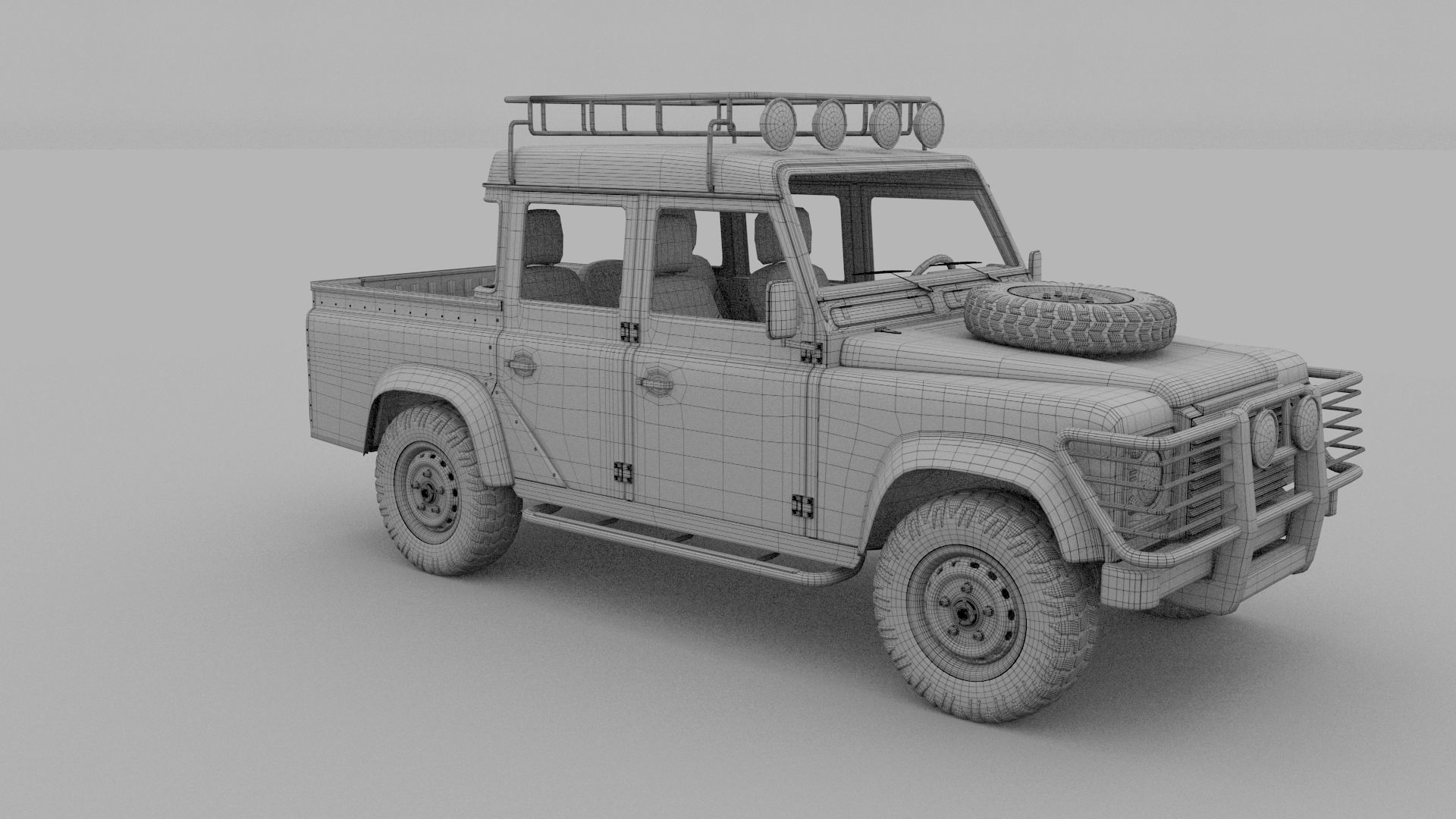 Land Rover Defender 110 Double Cab Pick Up w interior rev 3D model_13