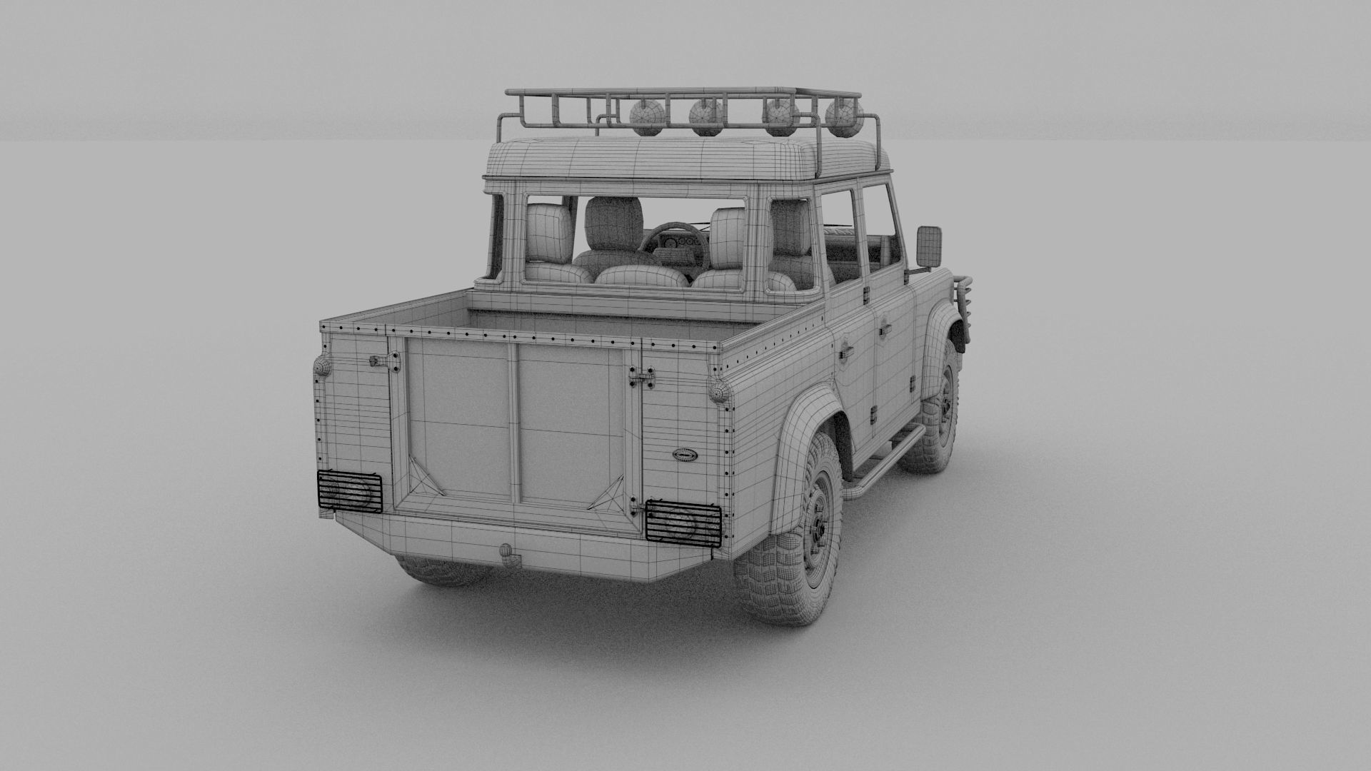Land Rover Defender 110 Double Cab Pick Up w interior rev 3D model_44