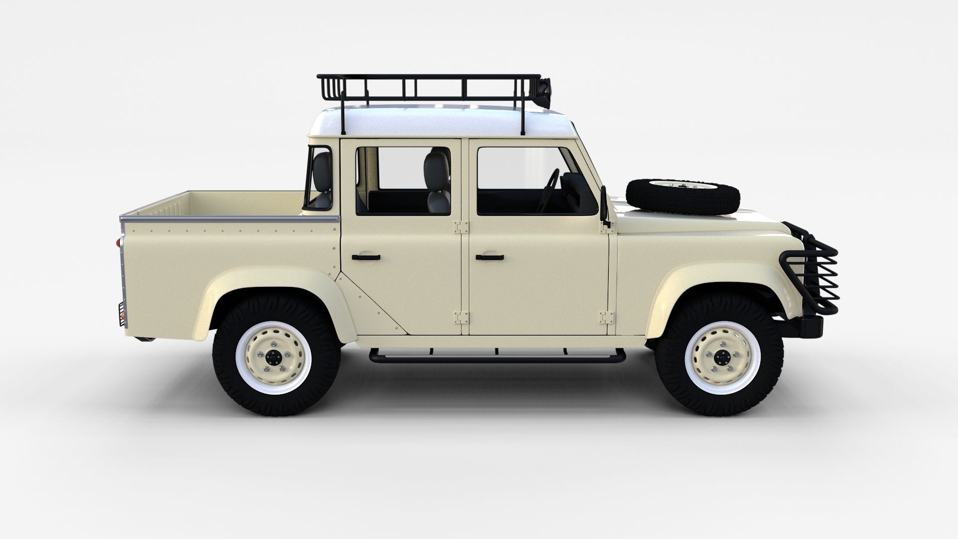 Land Rover Defender 110 Double Cab Pick Up w interior rev 3D model_6