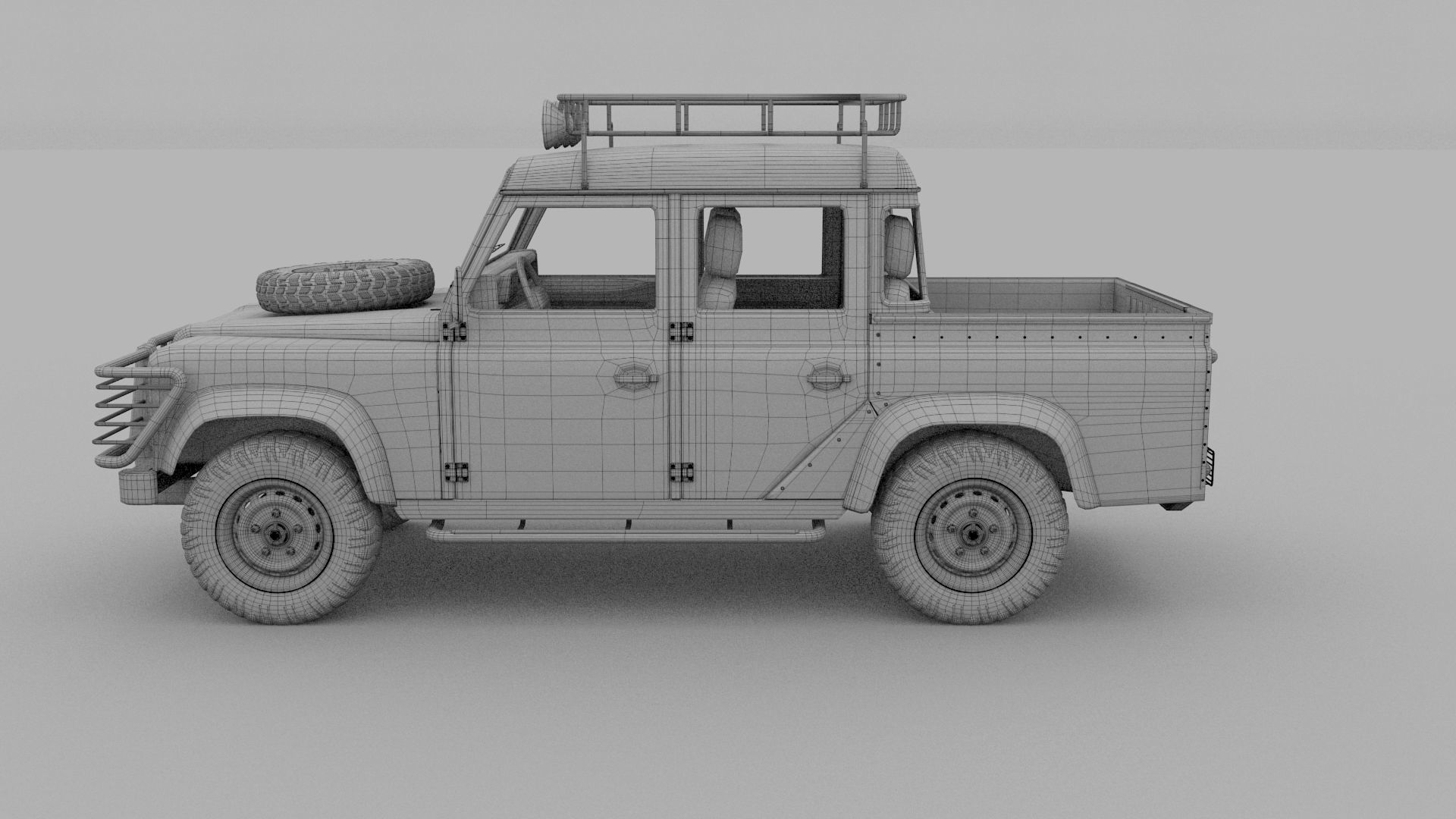 Land Rover Defender 110 Double Cab Pick Up w interior rev 3D model_7