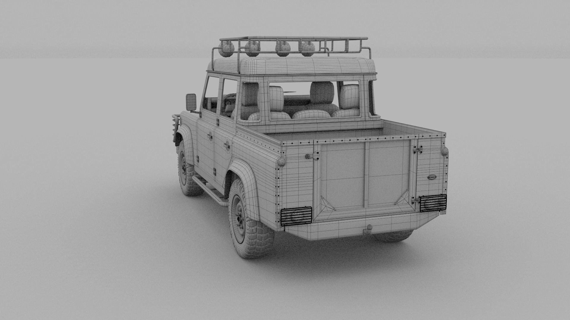 Land Rover Defender 110 Double Cab Pick Up w interior rev 3D model_41