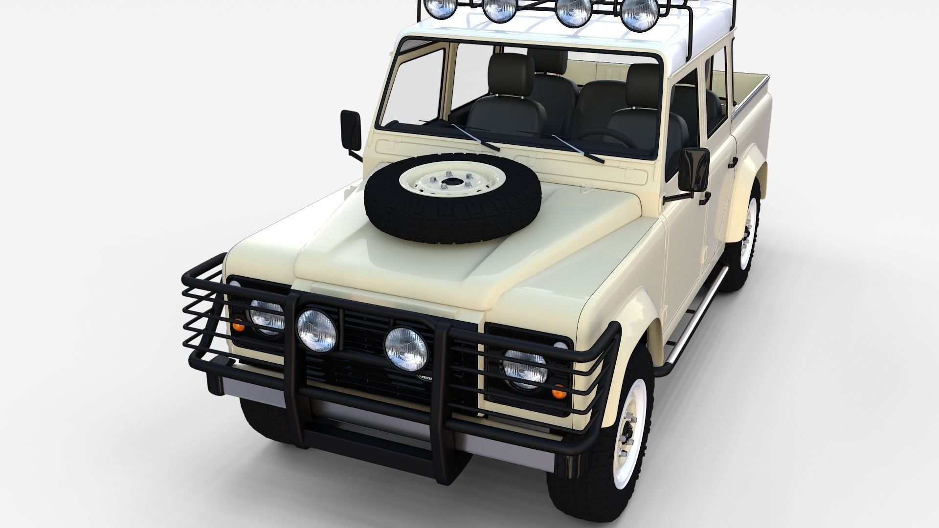Land Rover Defender 110 Double Cab Pick Up w interior rev 3D model_27