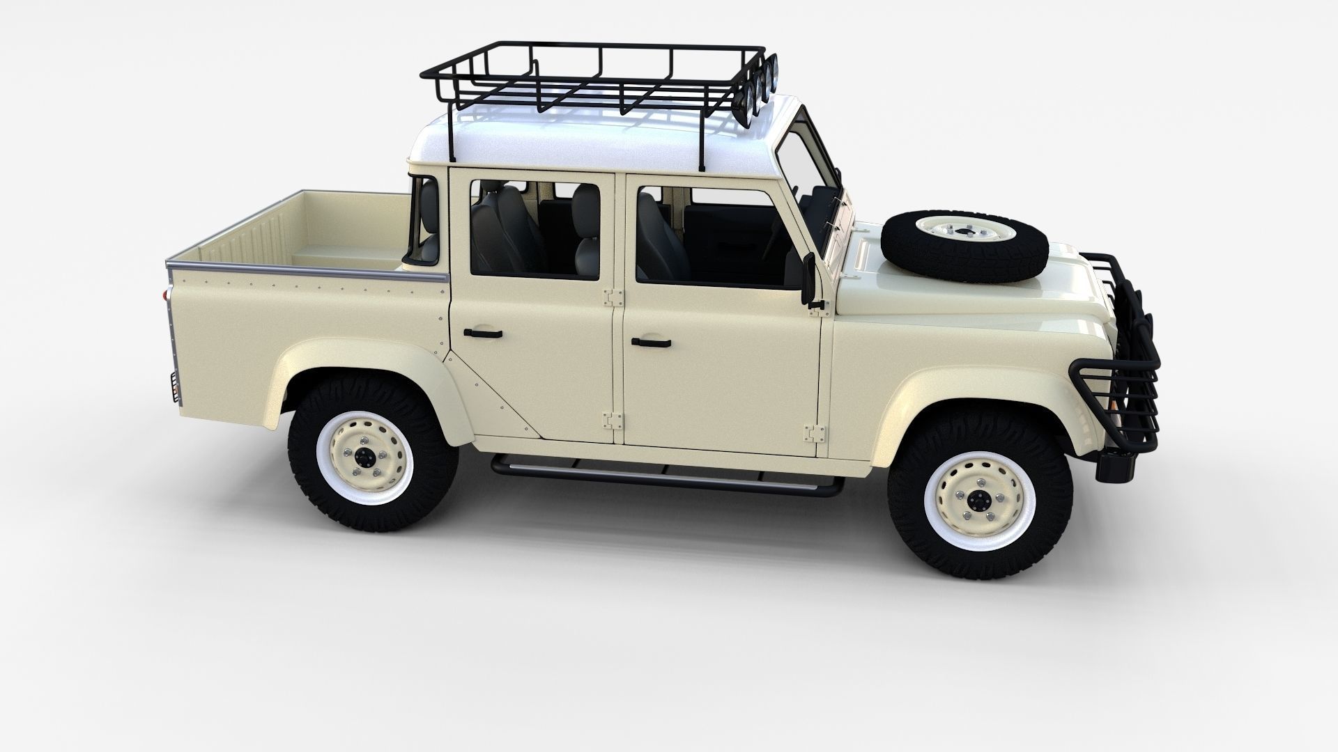 Land Rover Defender 110 Double Cab Pick Up w interior rev 3D model_17