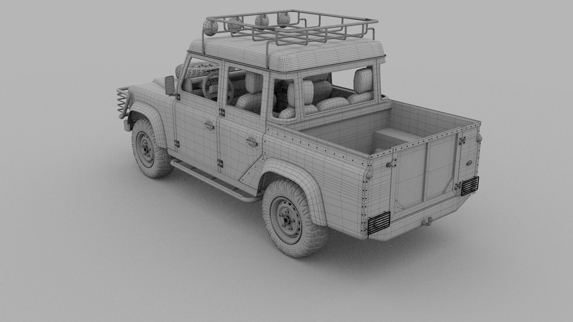 Land Rover Defender 110 Double Cab Pick Up w interior rev 3D model_28