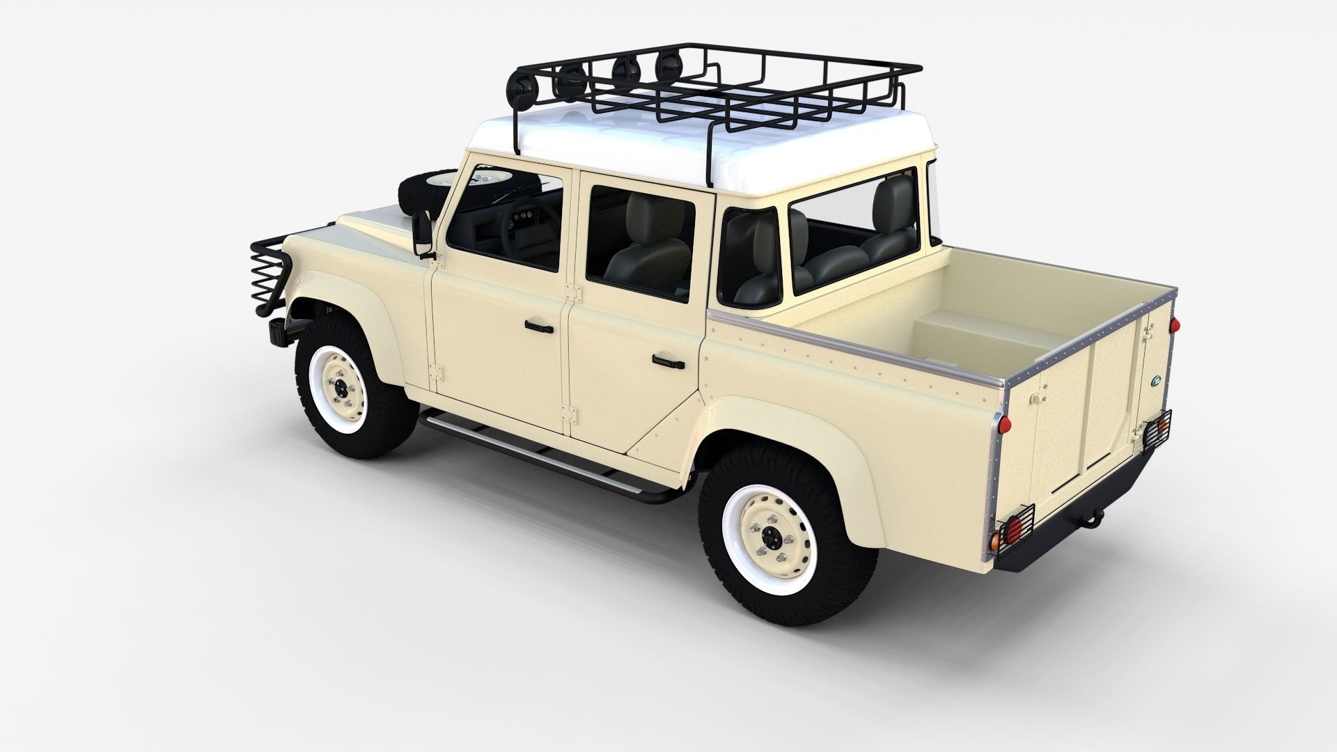 Land Rover Defender 110 Double Cab Pick Up w interior rev 3D model_10