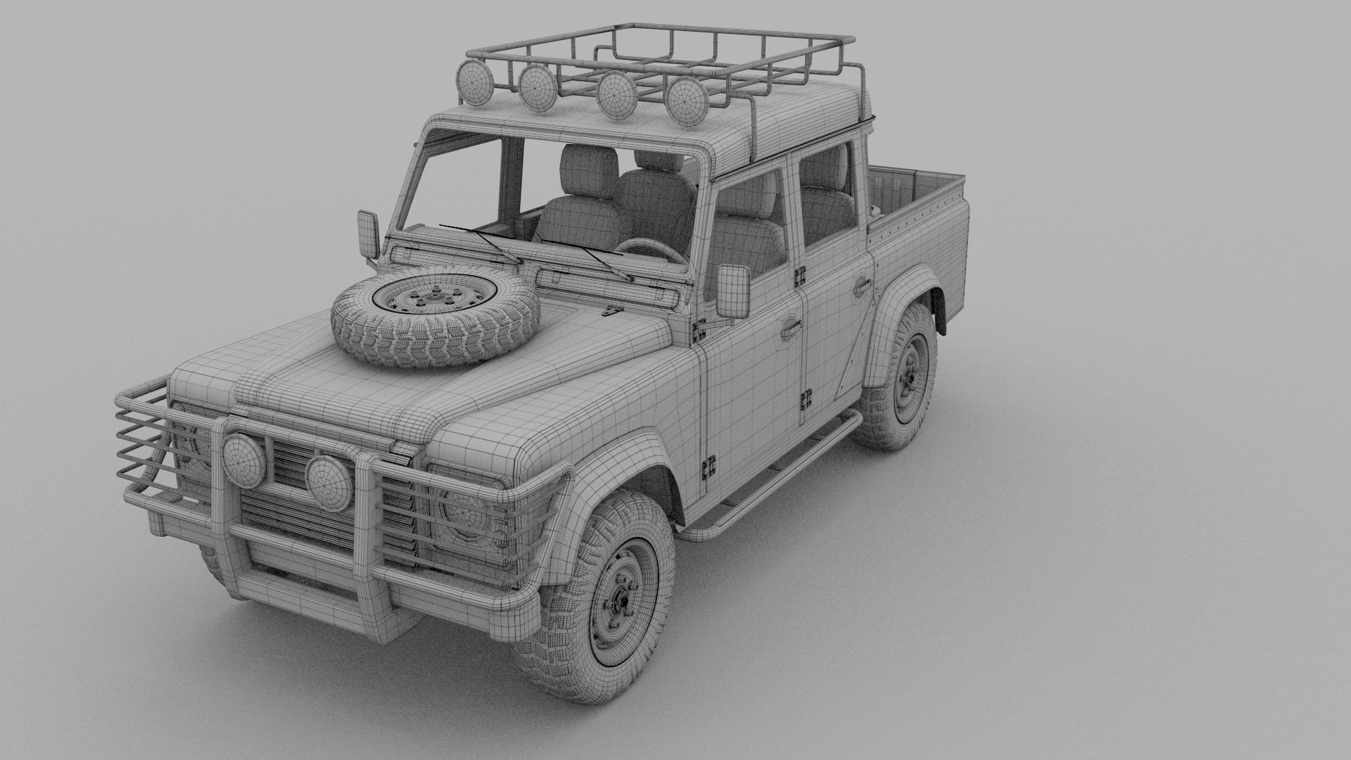 Land Rover Defender 110 Double Cab Pick Up w interior rev 3D model_24