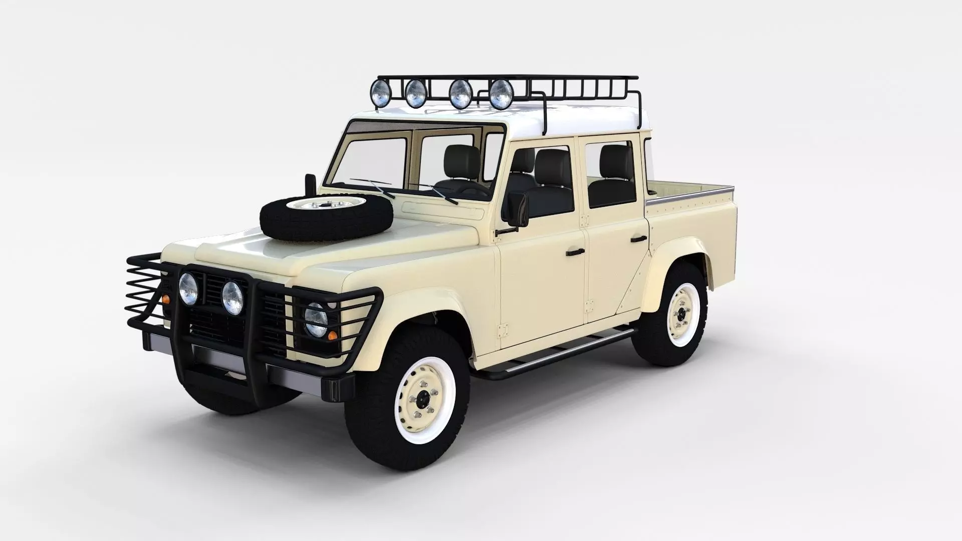 Land Rover Defender 110 Double Cab Pick Up w interior rev 3D model_0