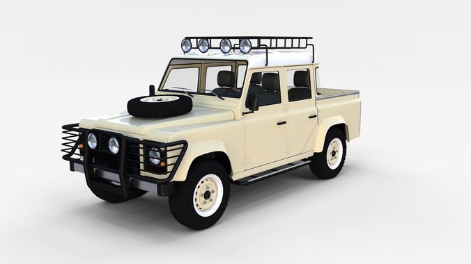 Land Rover Defender 110 Double Cab Pick Up w interior rev 3D model