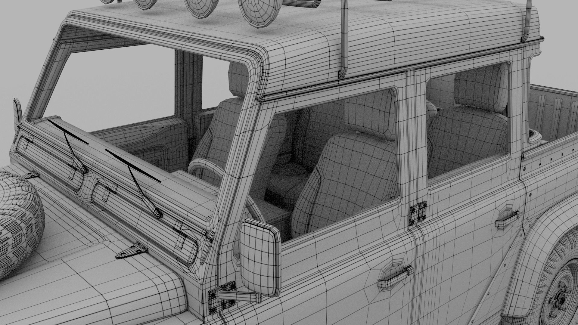 Land Rover Defender 110 Double Cab Pick Up w interior rev 3D model_39