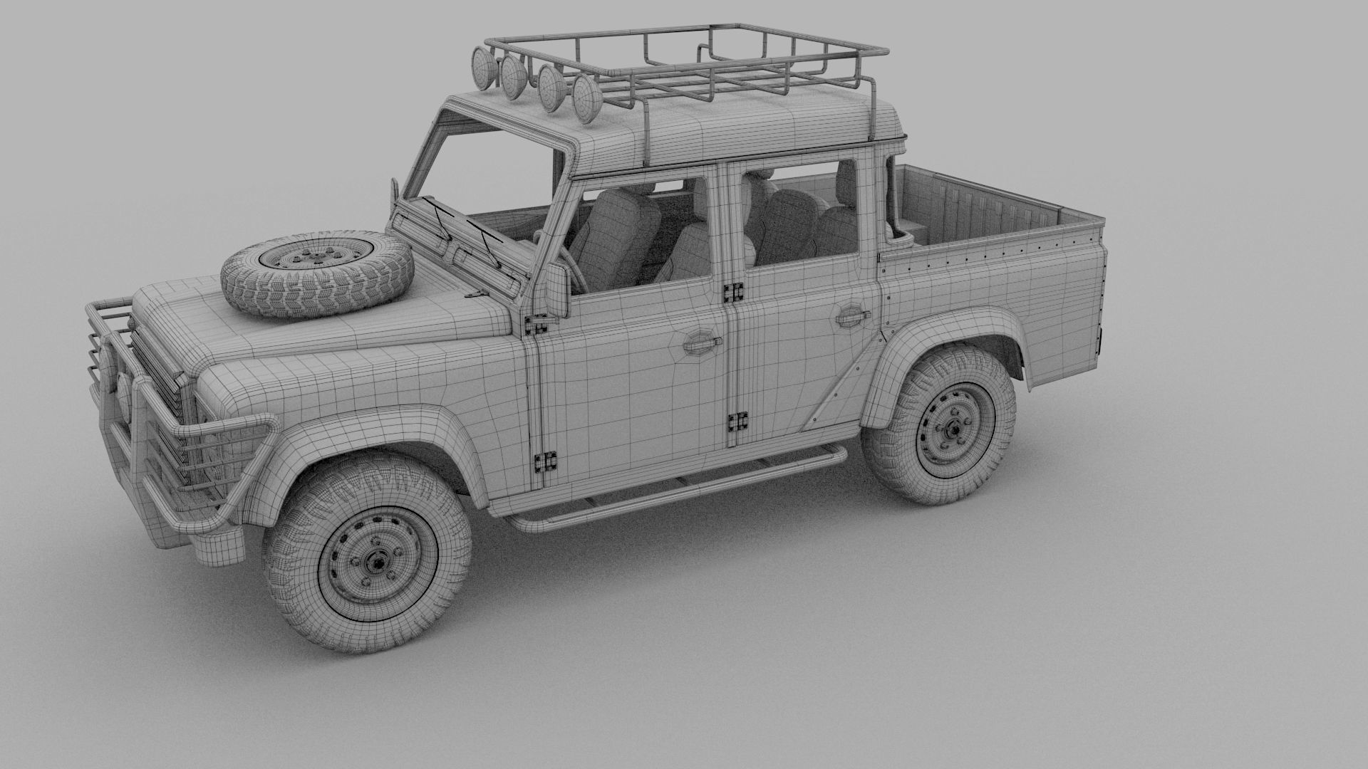 Land Rover Defender 110 Double Cab Pick Up w interior rev 3D model_20