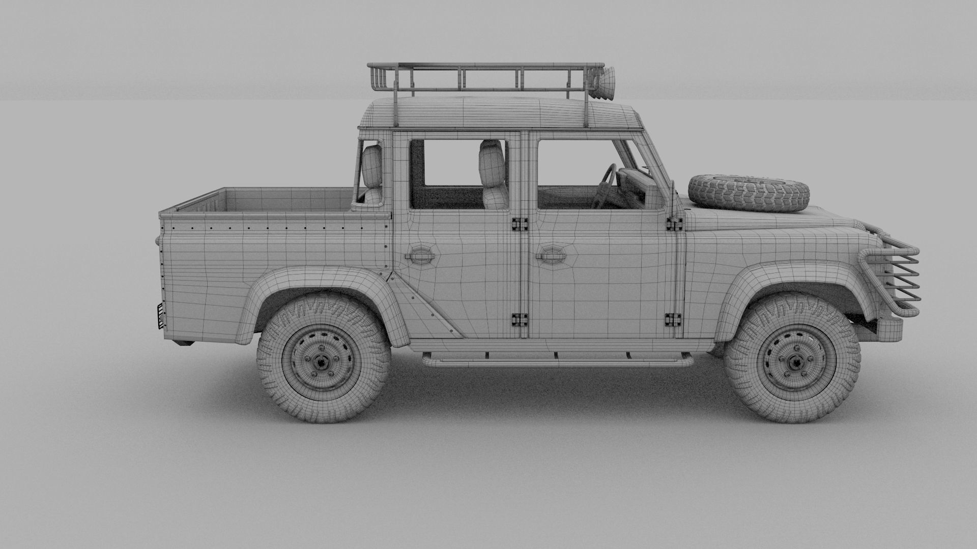 Land Rover Defender 110 Double Cab Pick Up w interior rev 3D model_34