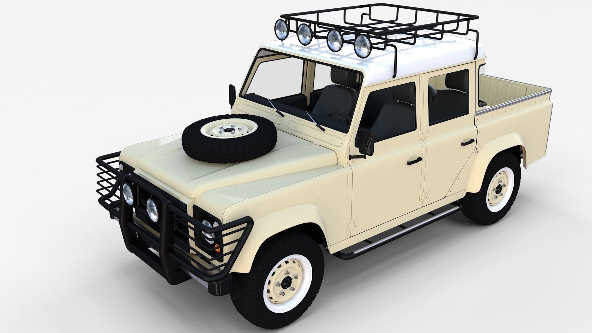 Land Rover Defender 110 Double Cab Pick Up w interior rev 3D model_15