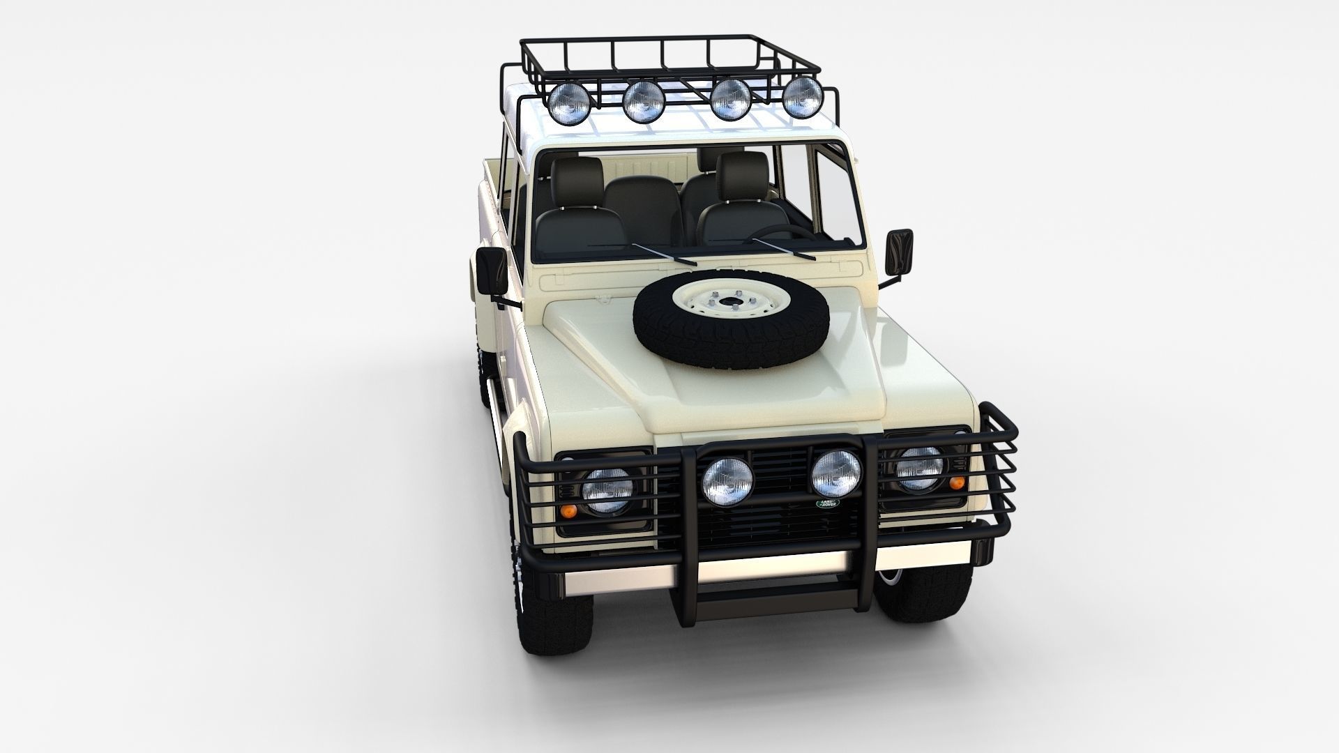 Land Rover Defender 110 Double Cab Pick Up w interior rev 3D model_29
