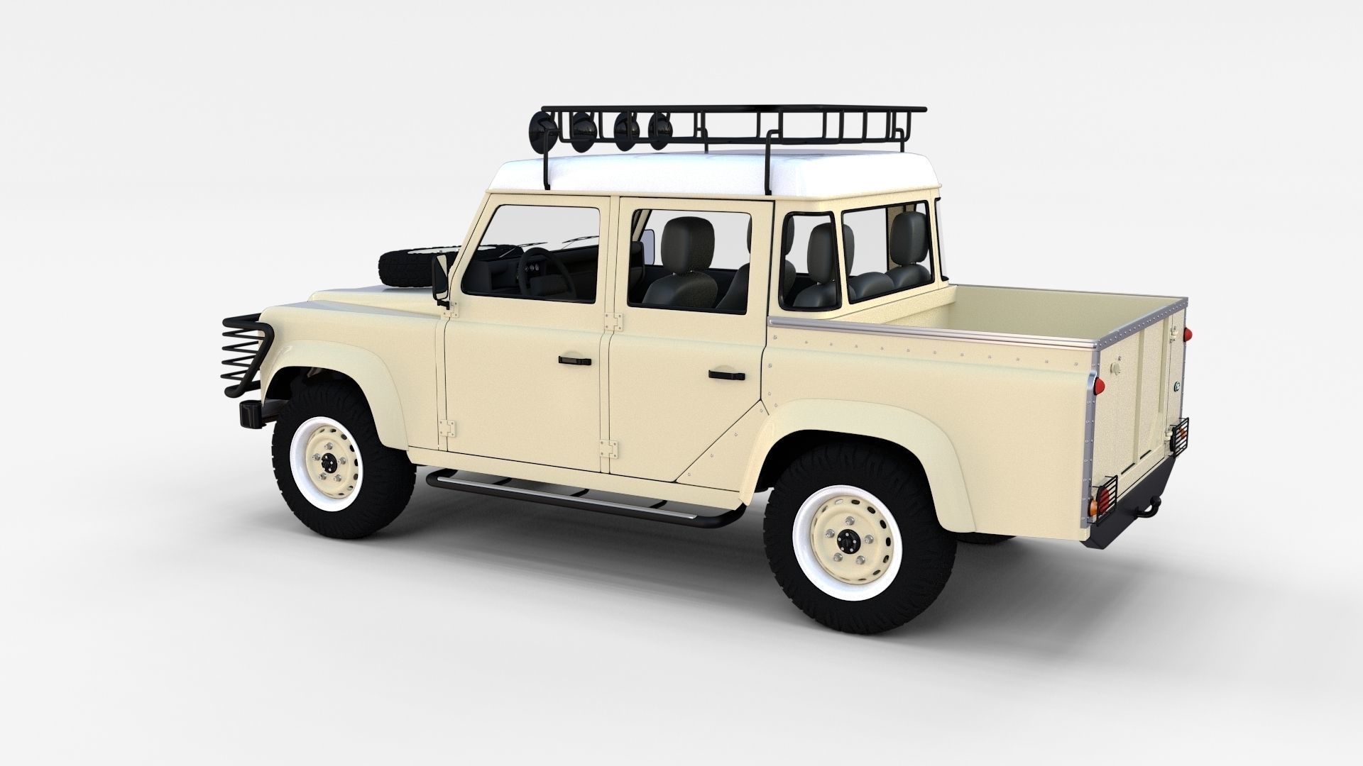 Land Rover Defender 110 Double Cab Pick Up w interior rev 3D model_5