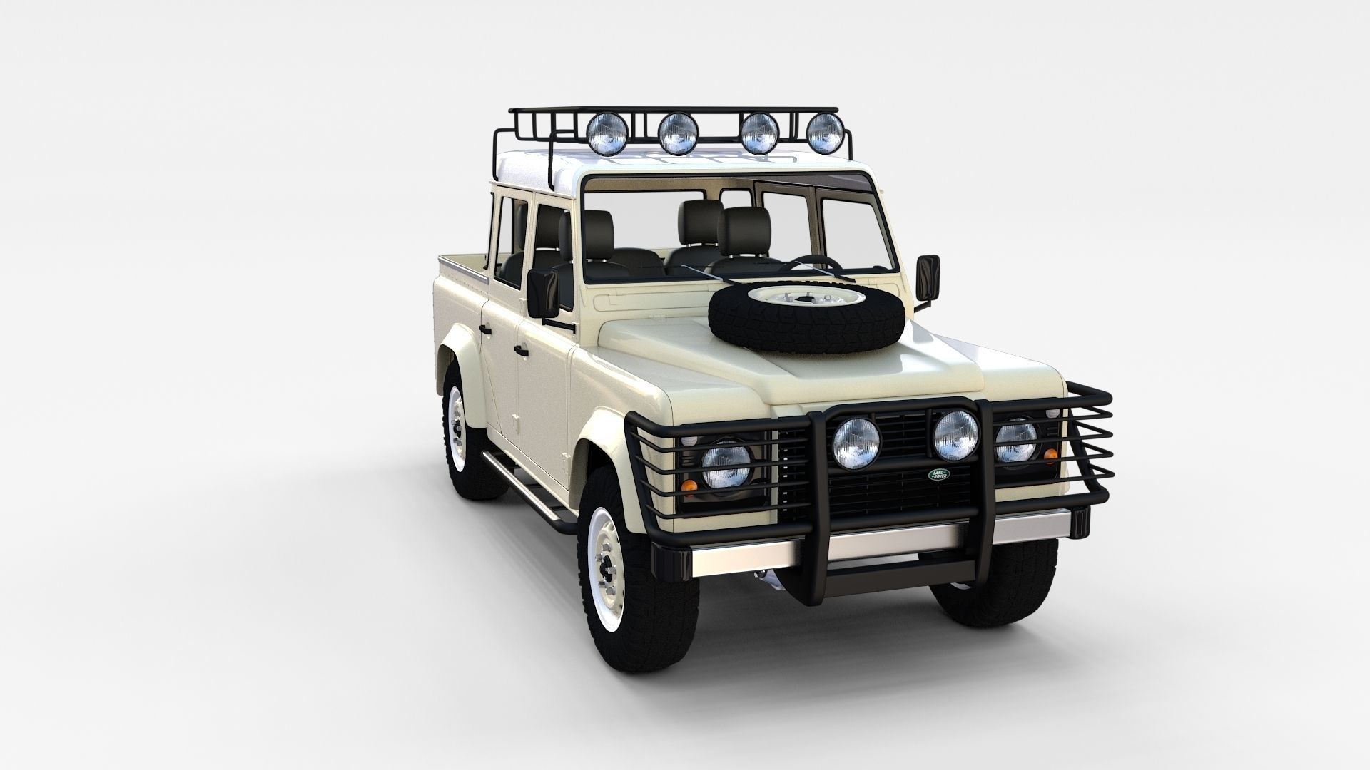 Land Rover Defender 110 Double Cab Pick Up w interior rev 3D model_11