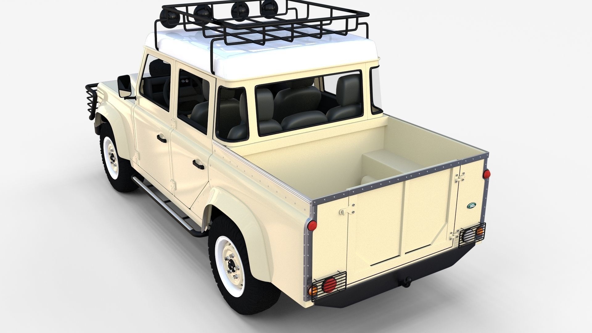Land Rover Defender 110 Double Cab Pick Up w interior rev 3D model_43