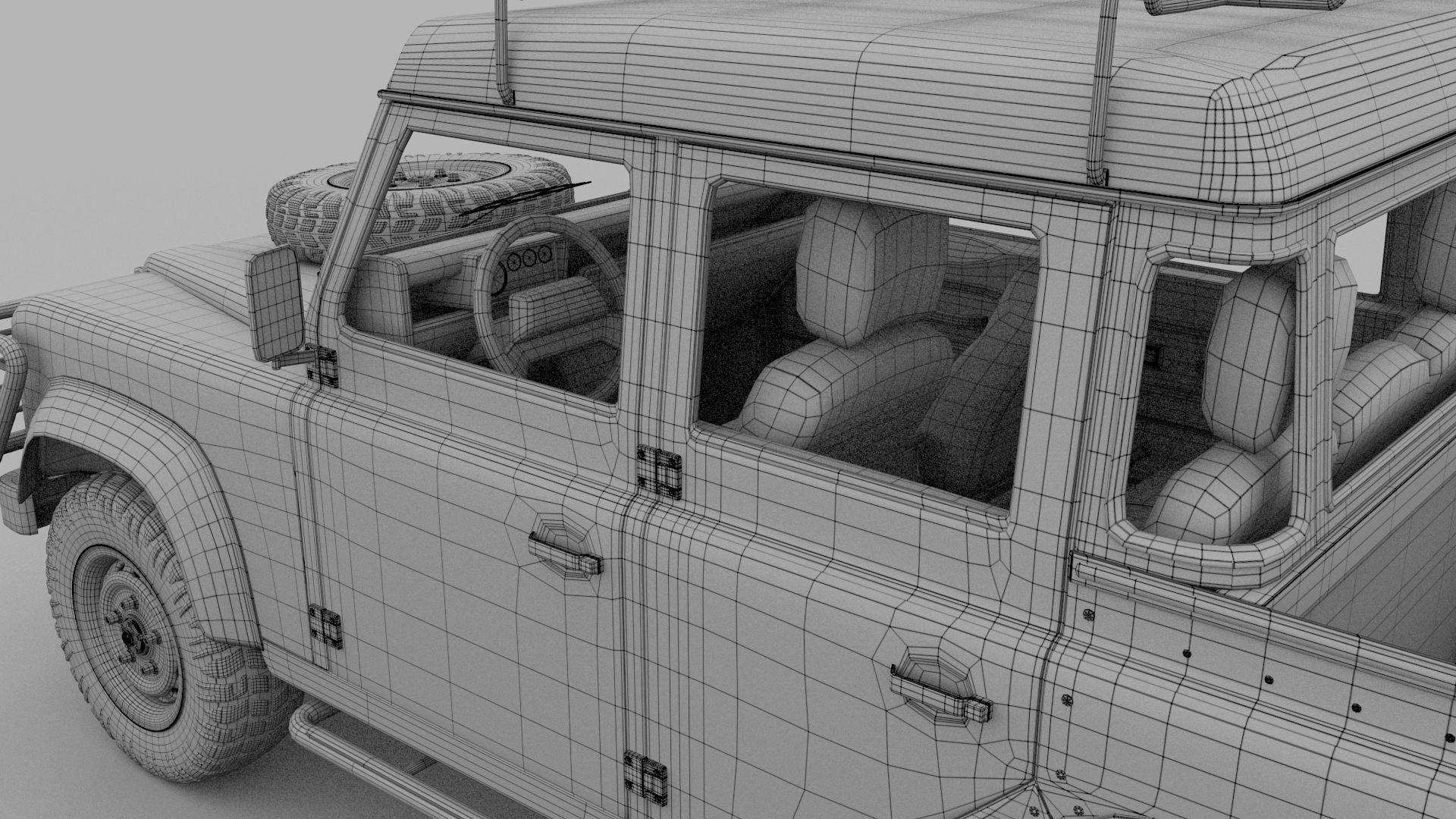 Land Rover Defender 110 Double Cab Pick Up w interior rev 3D model_31