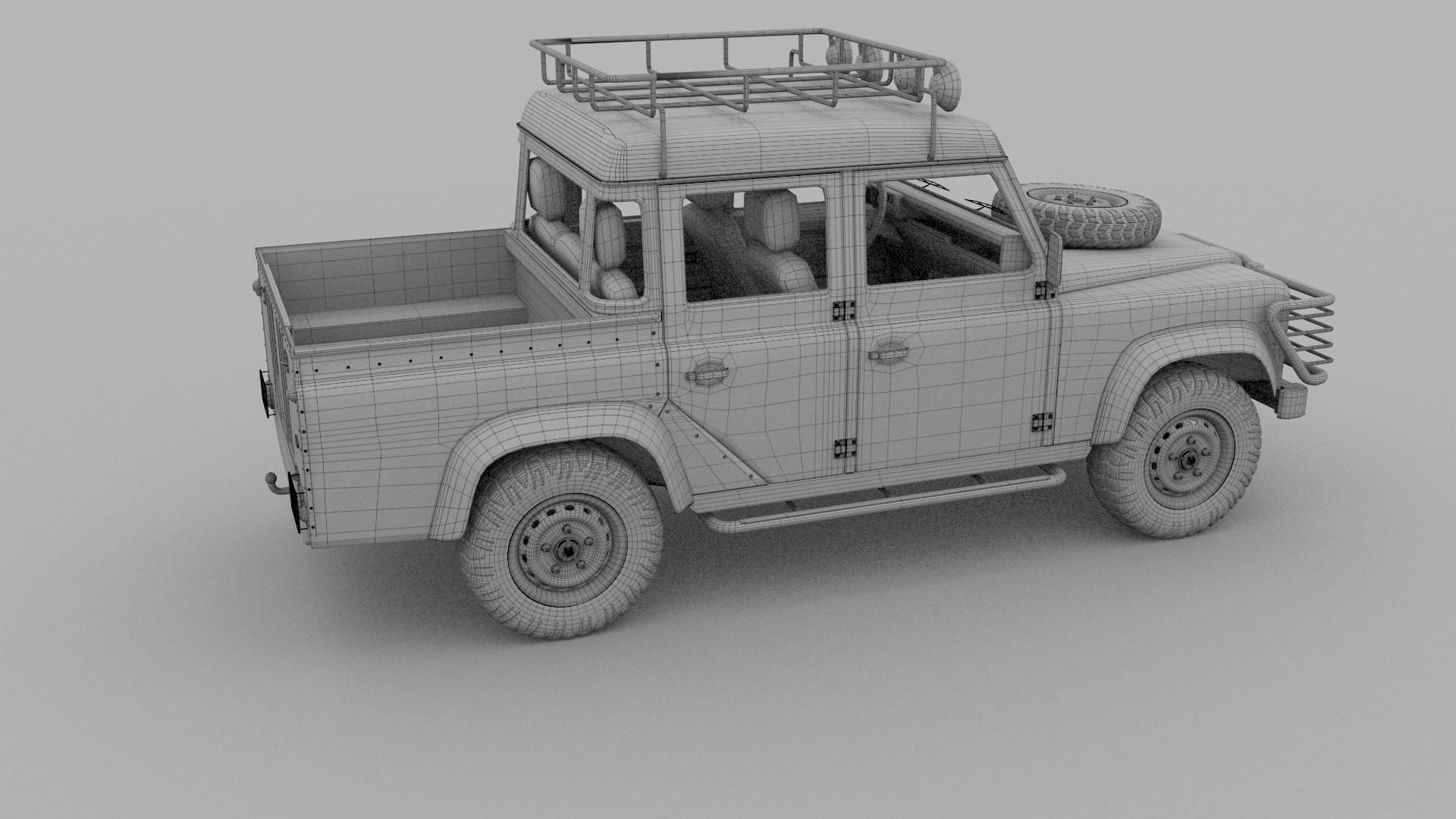 Land Rover Defender 110 Double Cab Pick Up w interior rev 3D model_14