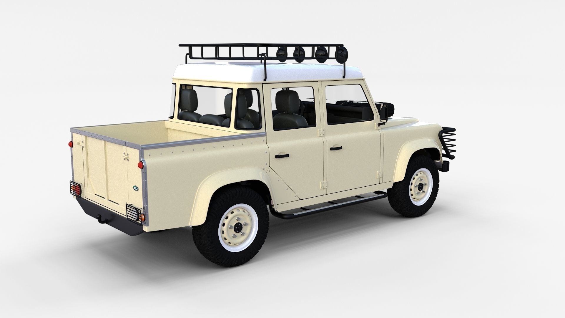 Land Rover Defender 110 Double Cab Pick Up w interior rev 3D model_4