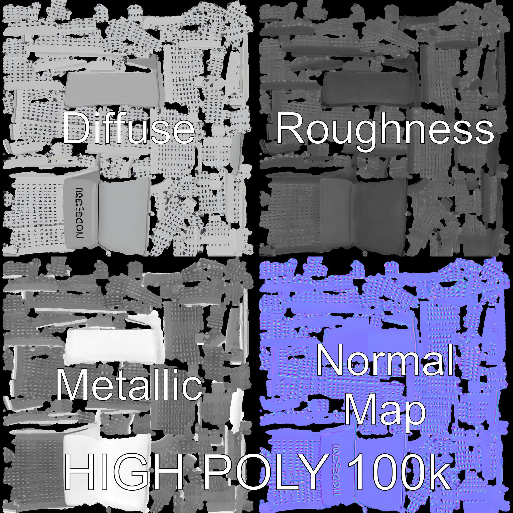 Modern Ventilation Panel D Model Pack for Architectural Design Low-poly 3D model_3