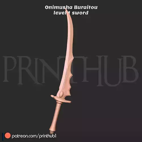 Buraitou Sword Level 1  Onimusha 2 Fan Art Cosplay Prop STL File