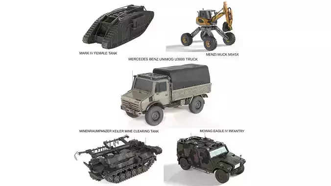 5 Military Vehicles Collection v4