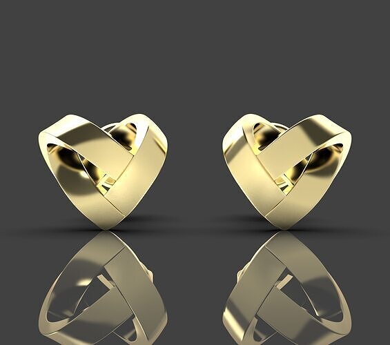 Heart stud earrings 3D print model 3D print model