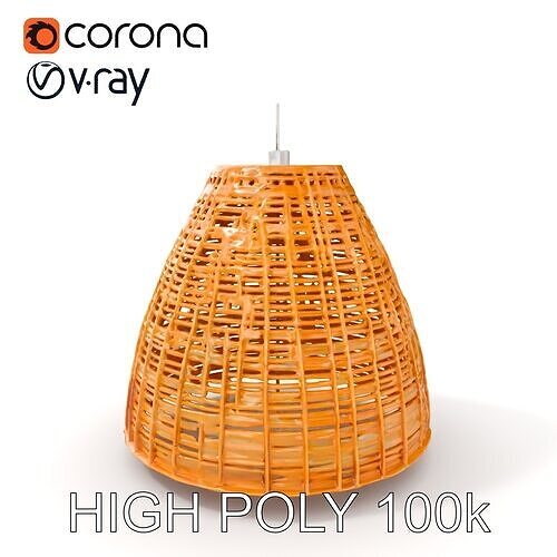 Wicker Pendant Light Model Pack for Interior Design Visualiza... Low-poly 3D model