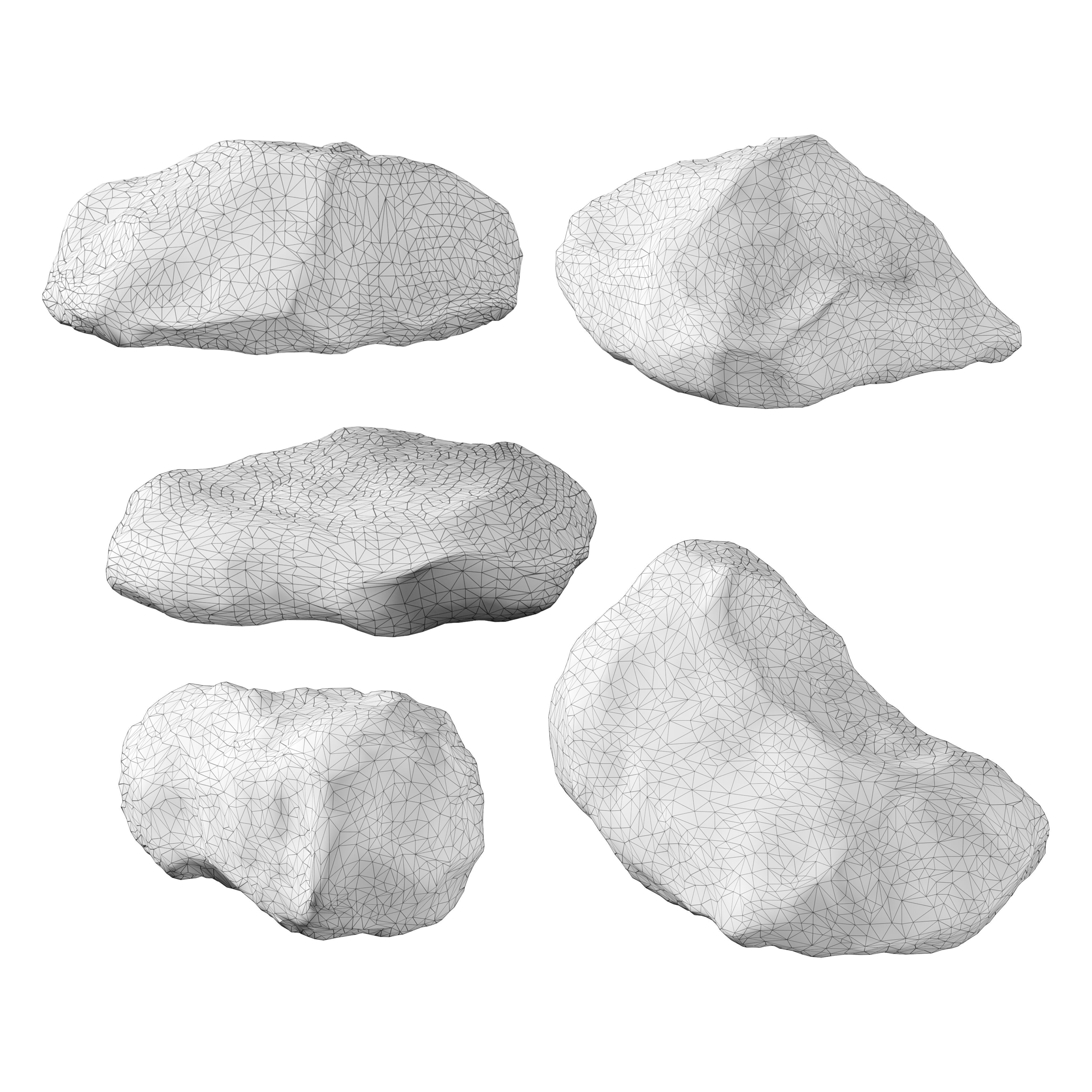 Low Poly Rocks Set 05 3D model_6