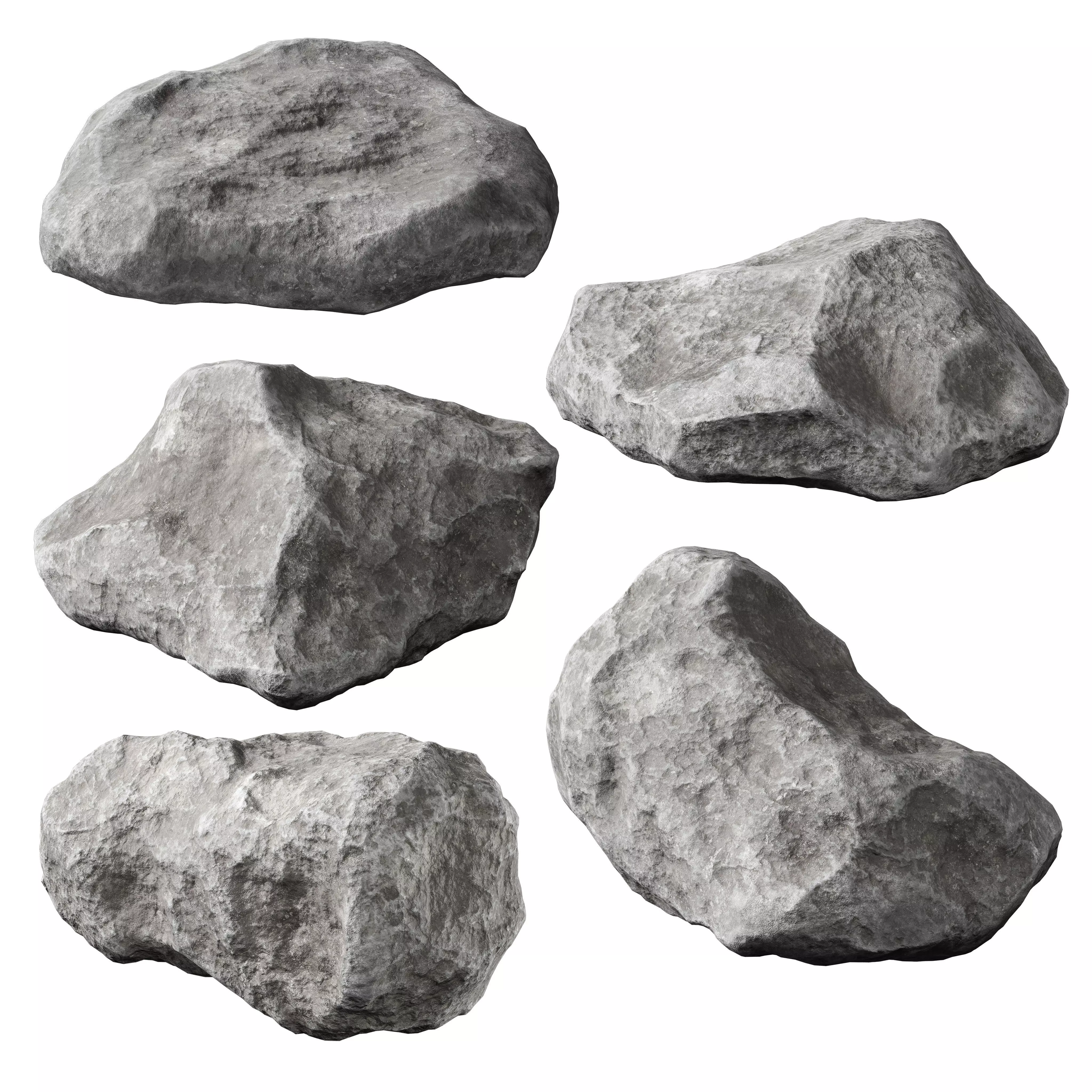 Low Poly Rocks Set 05 3D model_0