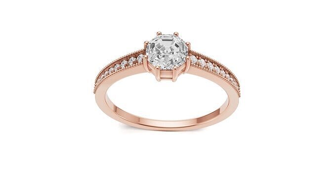 Solitaire Ring with Side Diamonds 3D print model