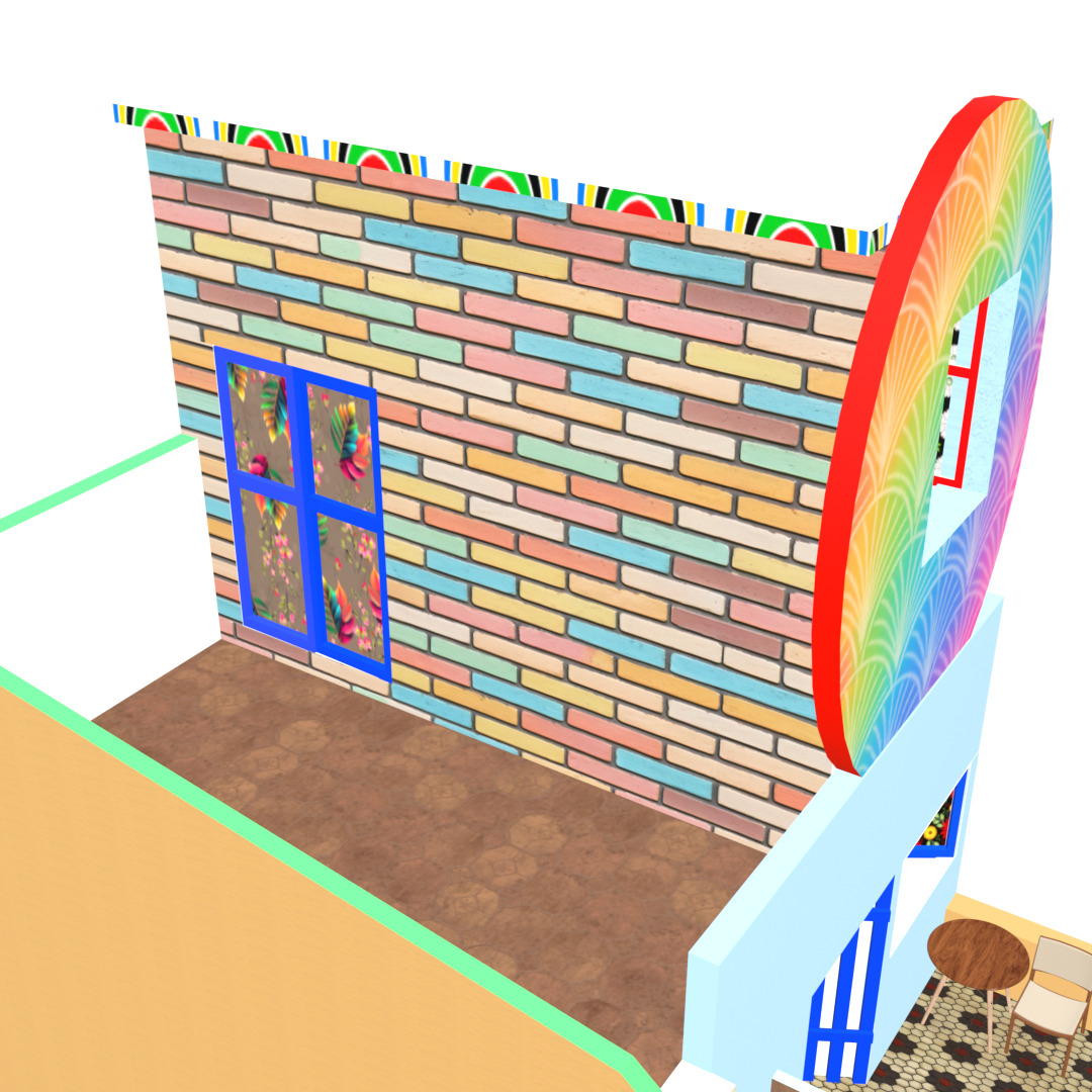 Stylized High-Poly Rooftop House - Detailed 3D Model Low-poly 3D model_18