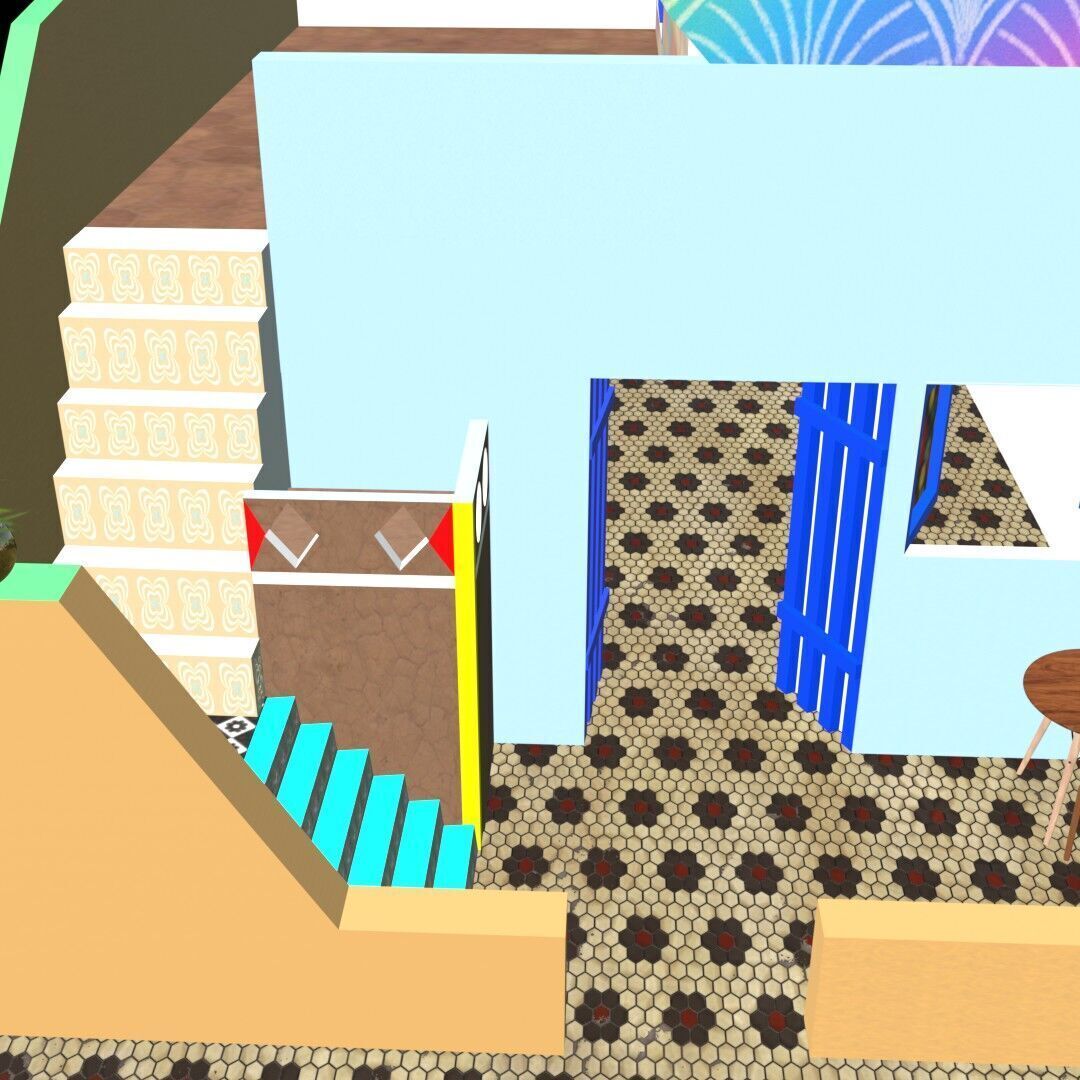 Stylized High-Poly Rooftop House - Detailed 3D Model Low-poly 3D model_12