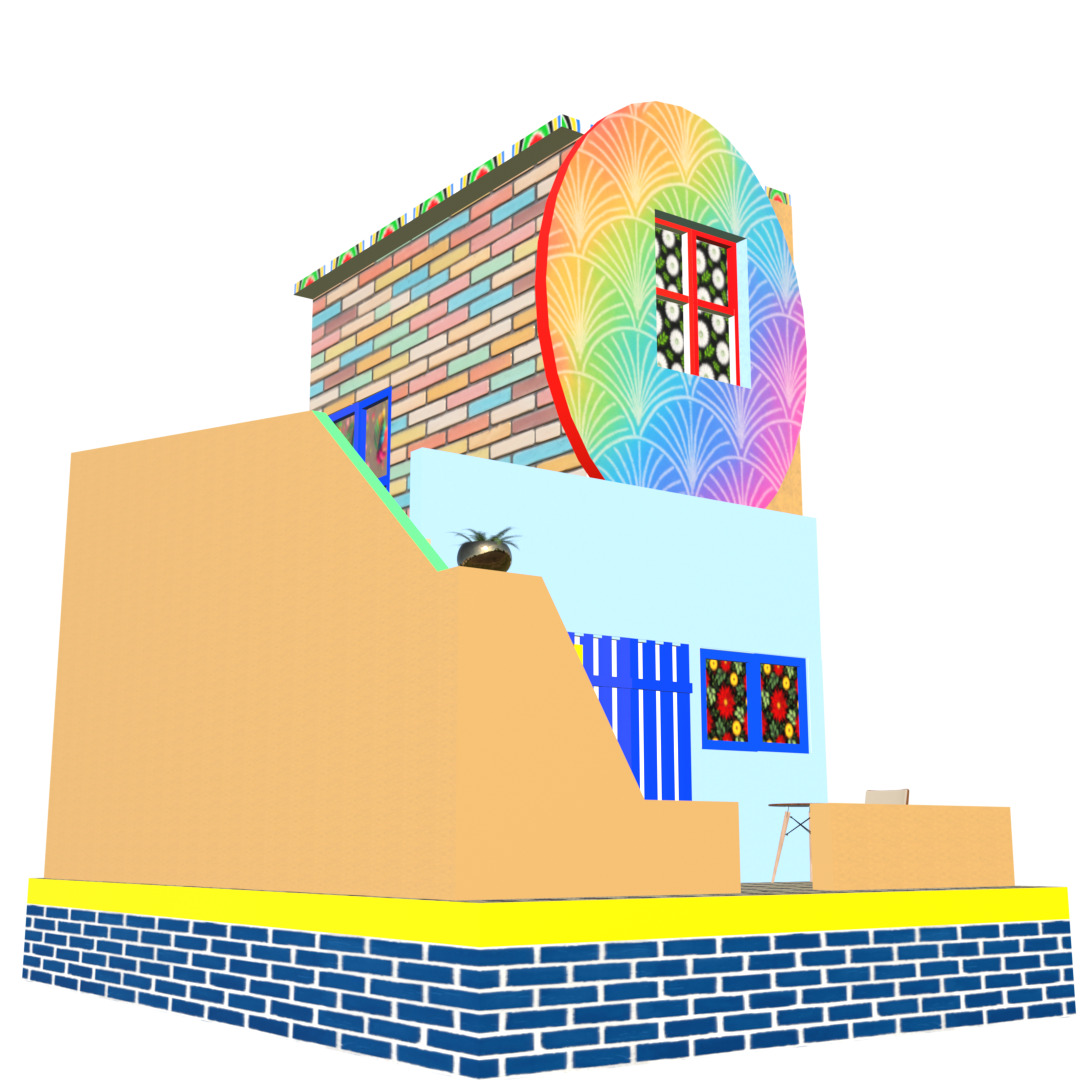 Stylized High-Poly Rooftop House - Detailed 3D Model Low-poly 3D model_1