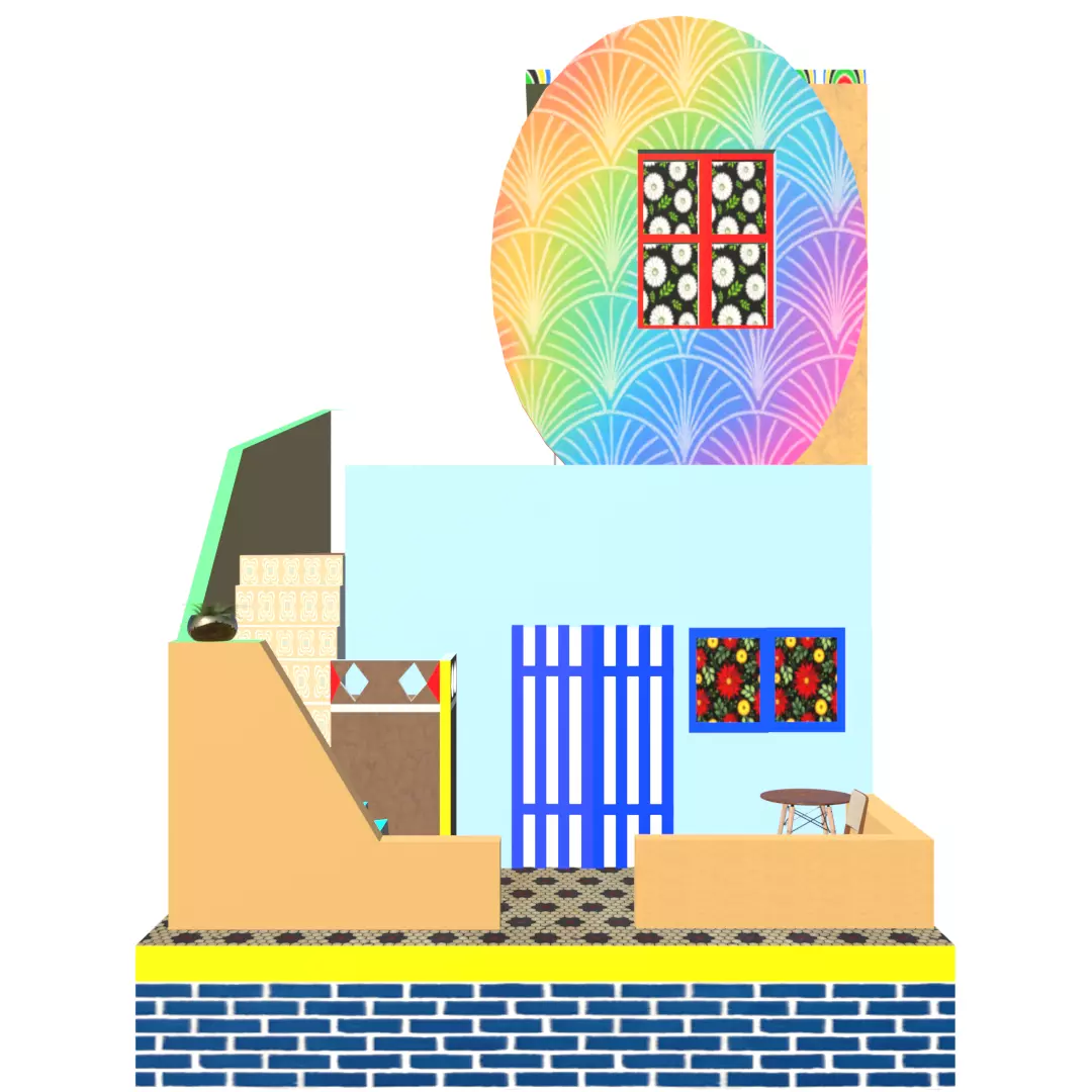 Stylized High-Poly Rooftop House - Detailed 3D Model Low-poly 3D model_0