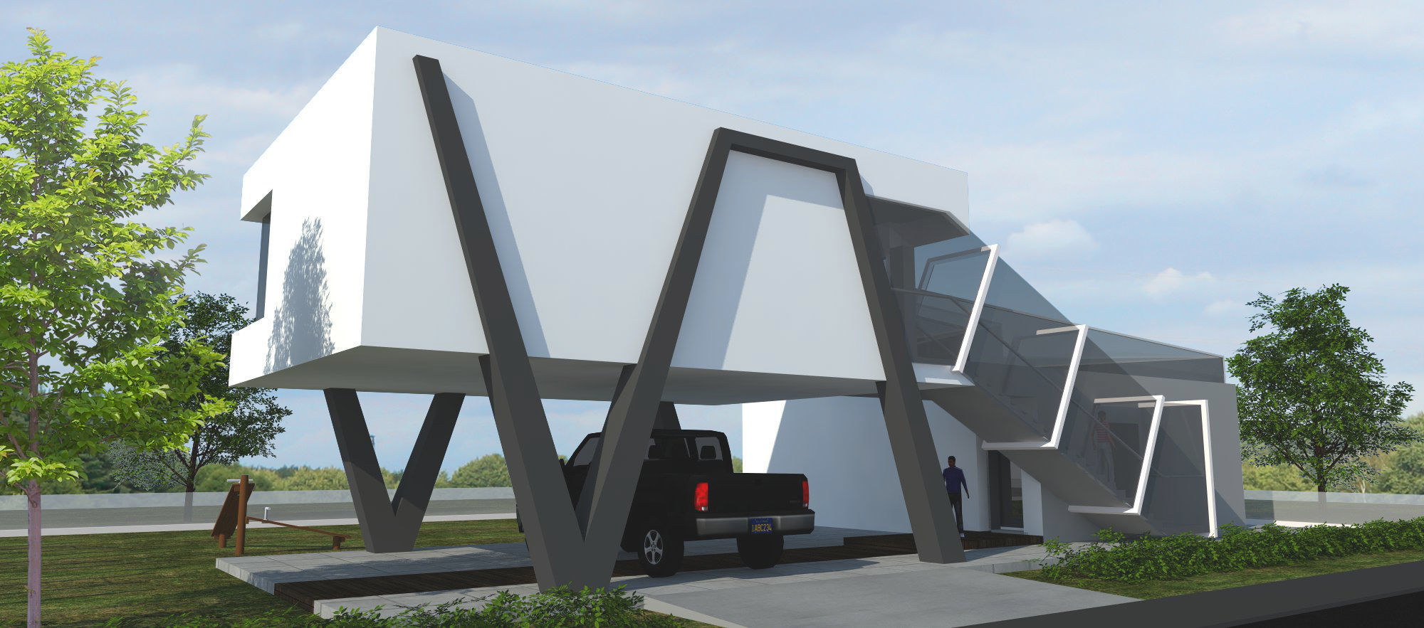 House modern in woods 3D model_3