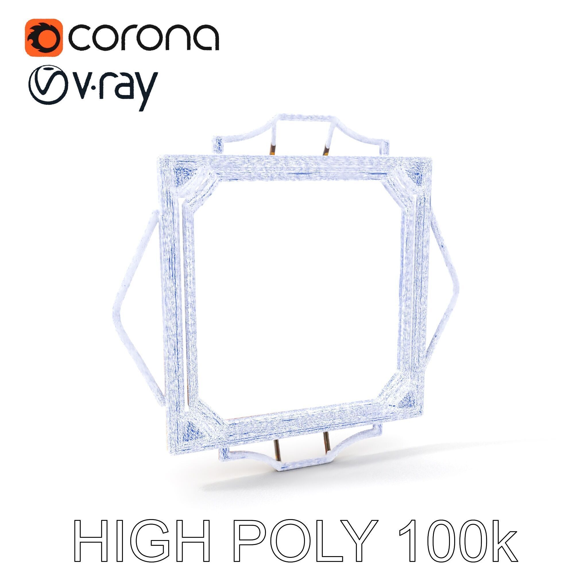 Art Deco Gold Frame Mirror Model Pack Low-poly 3D model_14