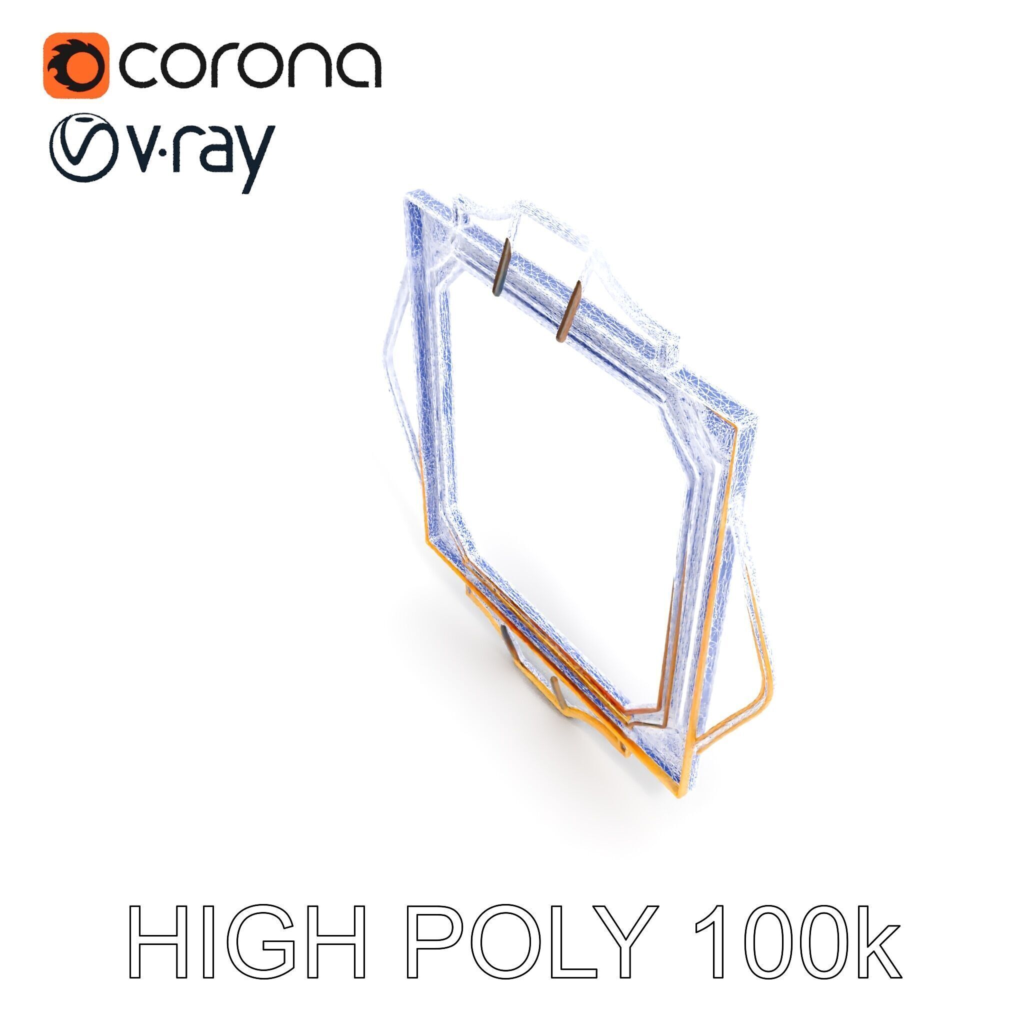 Art Deco Gold Frame Mirror Model Pack Low-poly 3D model_18