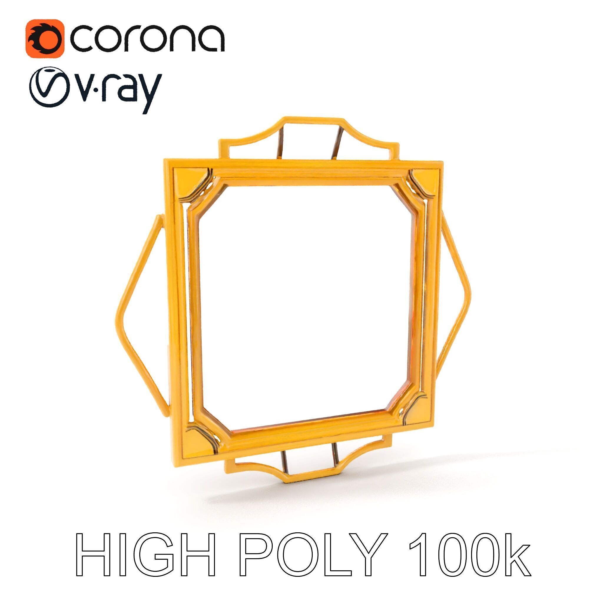 Art Deco Gold Frame Mirror Model Pack Low-poly 3D model_7