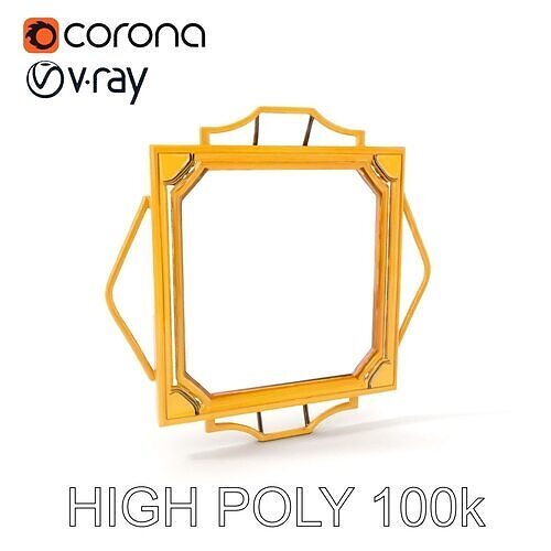 Art Deco Gold Frame Mirror Model Pack Low-poly 3D model