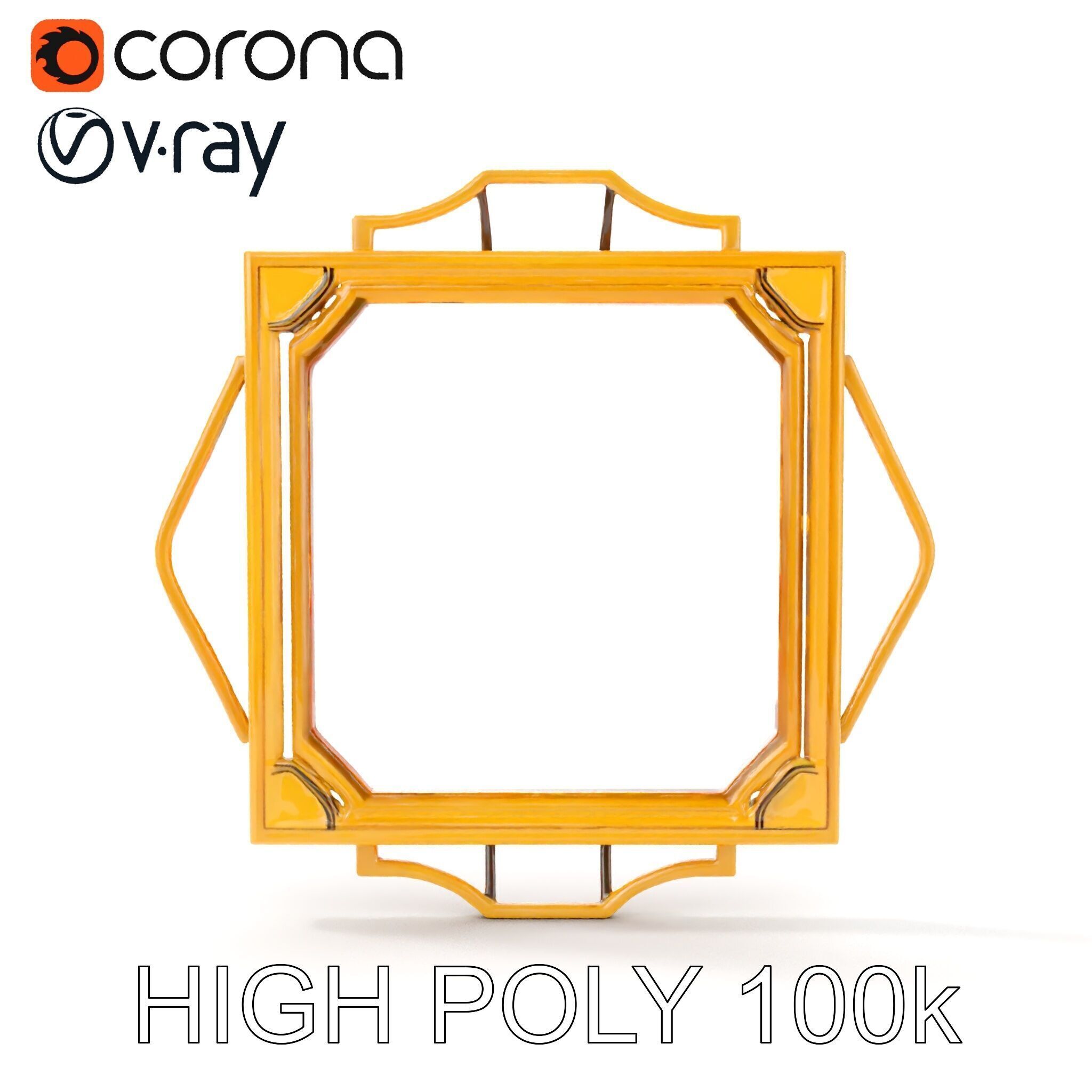 Art Deco Gold Frame Mirror Model Pack Low-poly 3D model_25